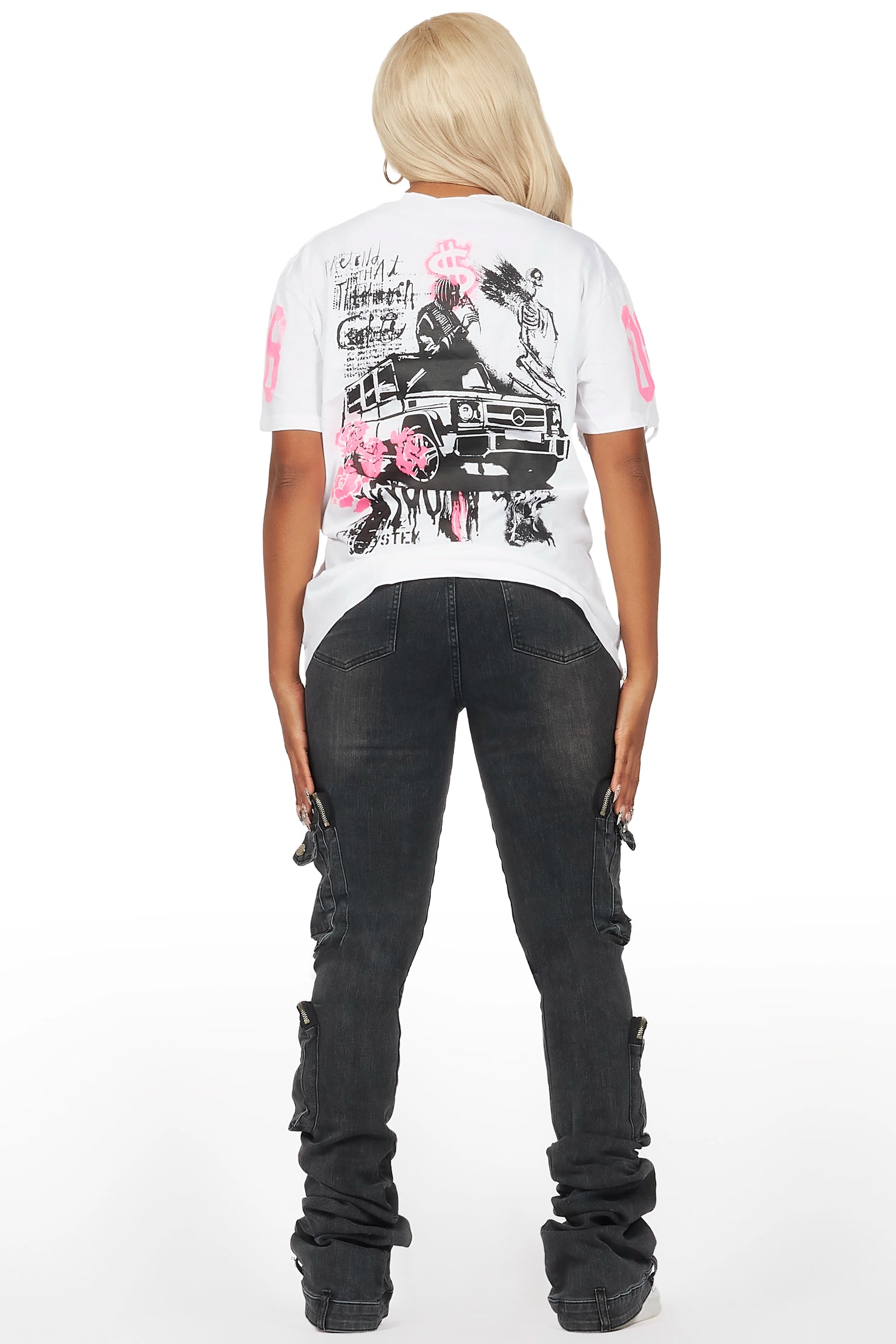 Shawneta White/Black Wash T-Shirt & Jean