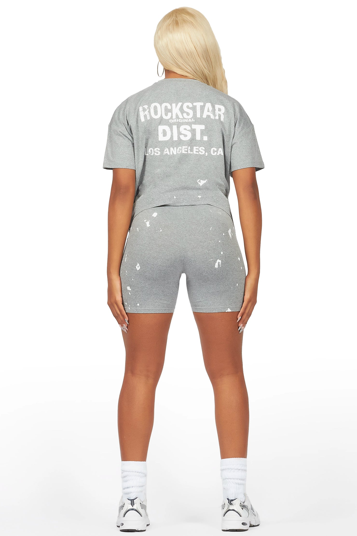 Living For It Heather Grey Bike Short Set