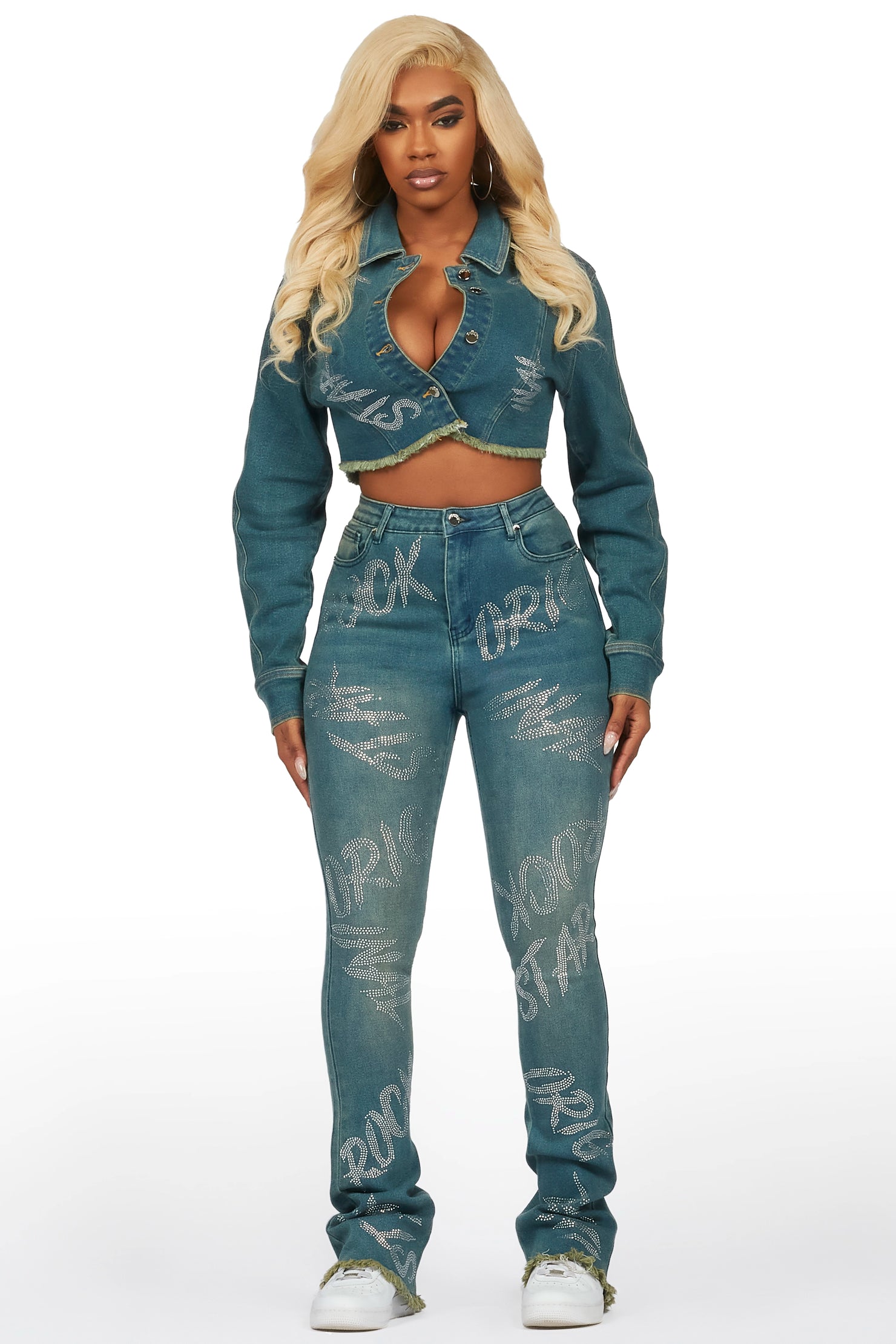 Chrystina Tinted Dark Wash Denim Set