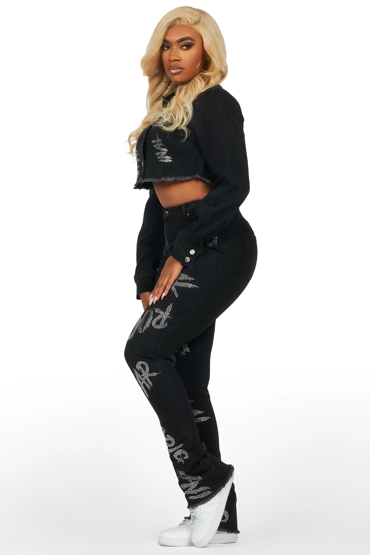 Chrystina Black Denim Set