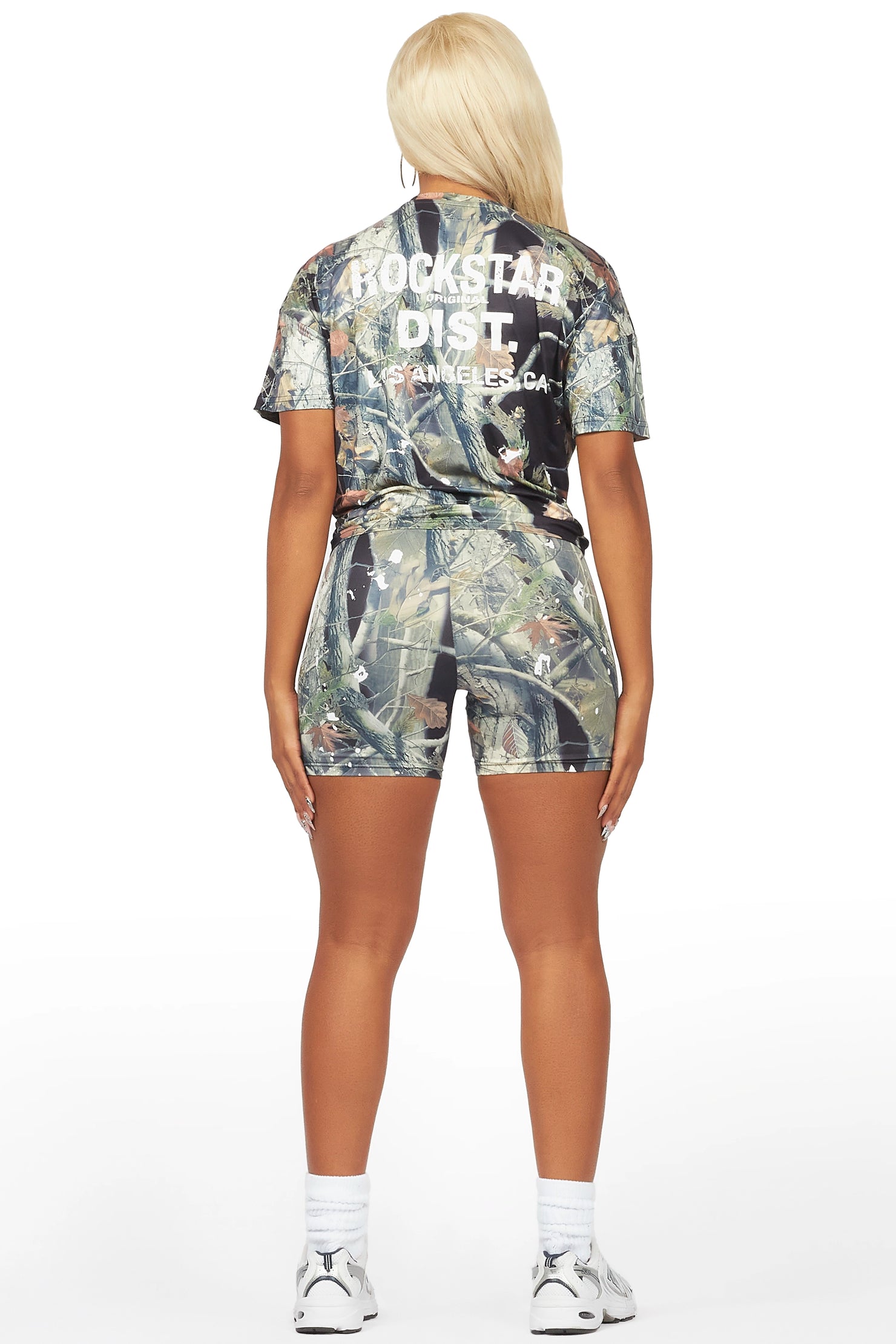 Living For It Black Tree Camo Bike Short Set