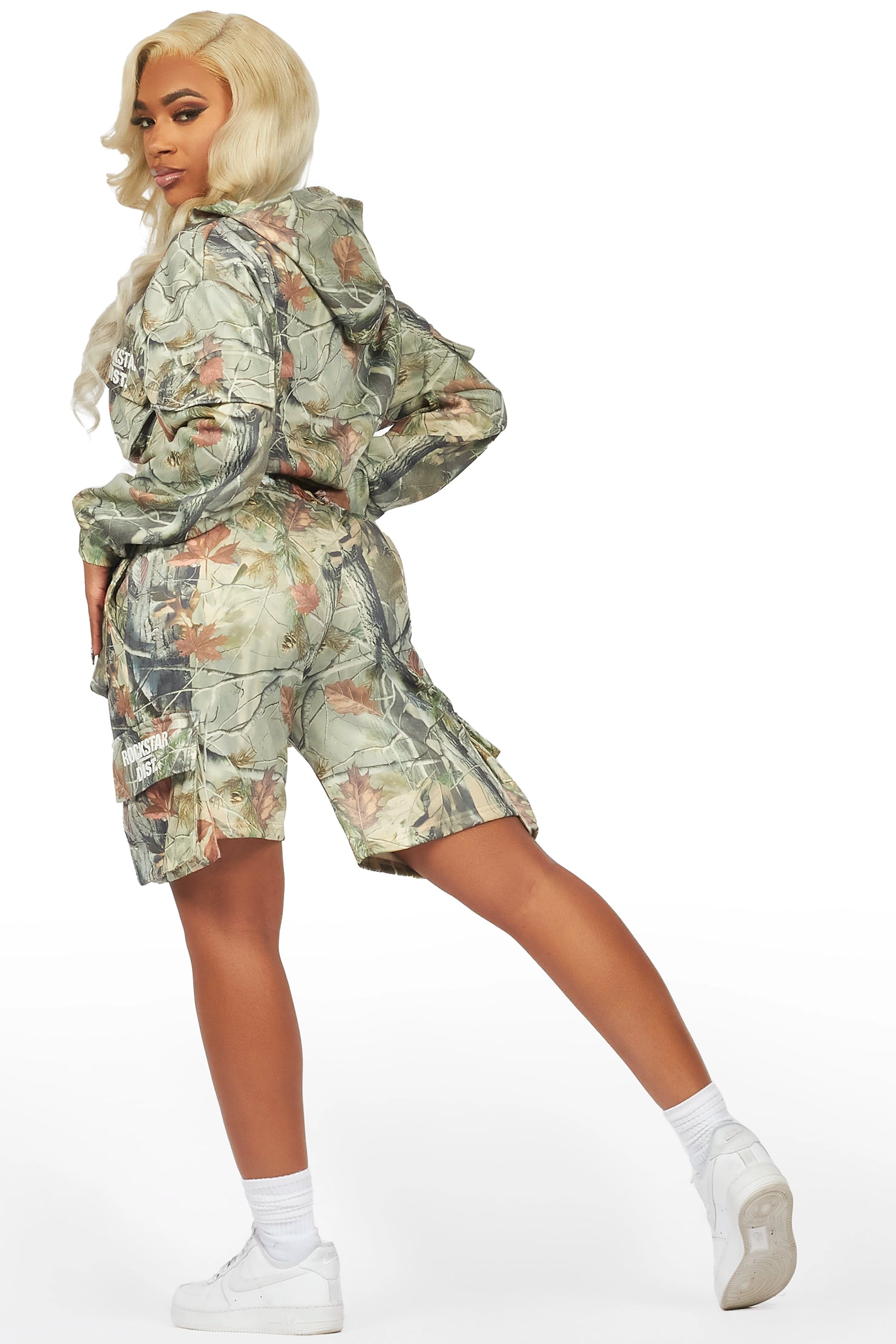 Shaneka Tree Camo Cargo Short Set