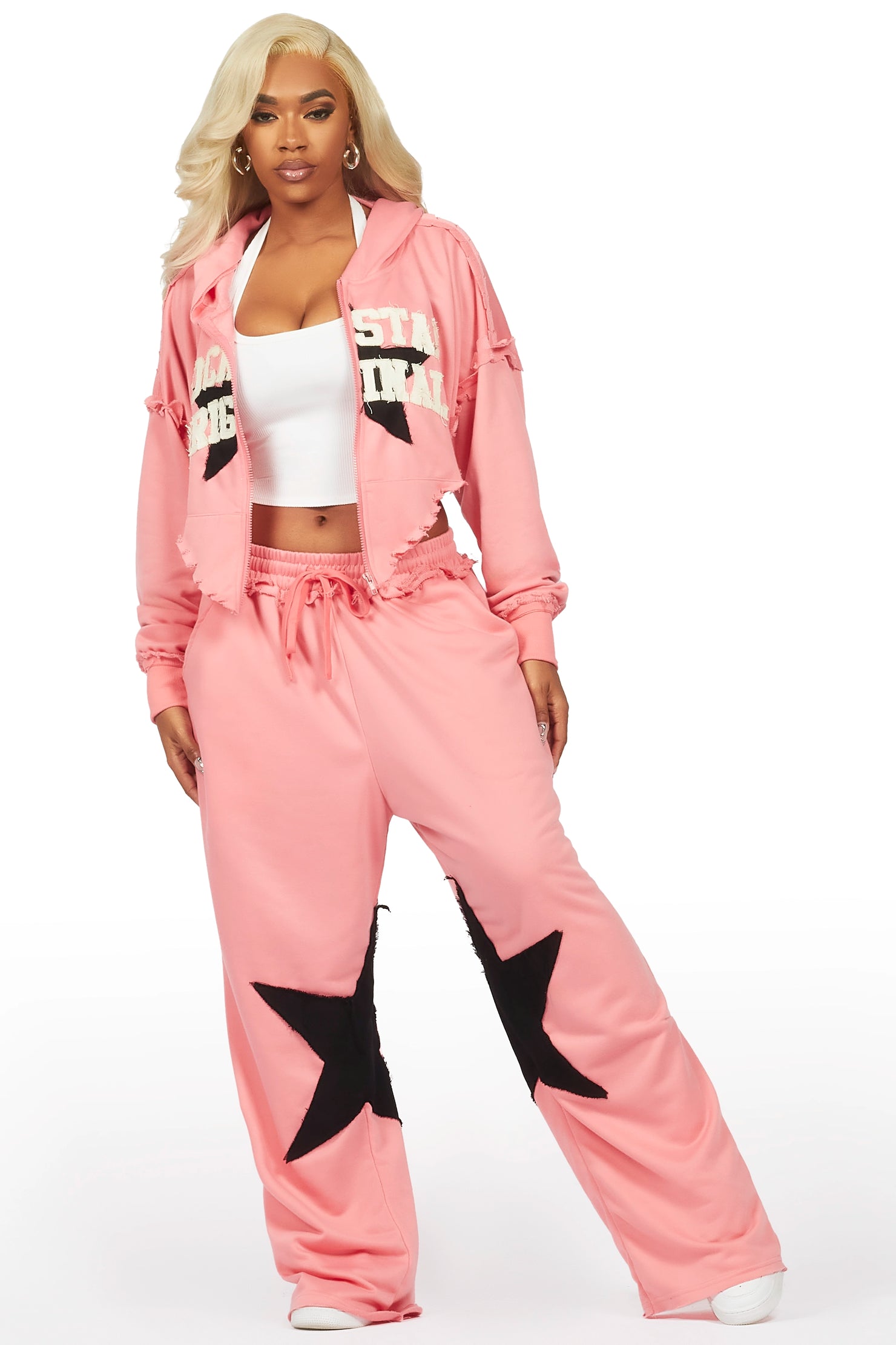 Levena Pink French Terry Oversized Trackset