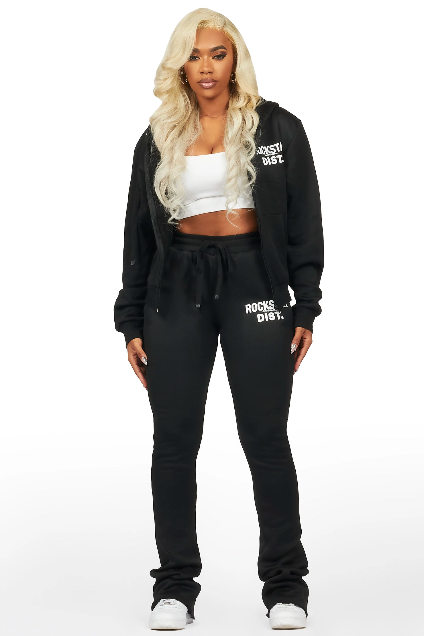 Kija Black Zip Up Super Stacked Trackset