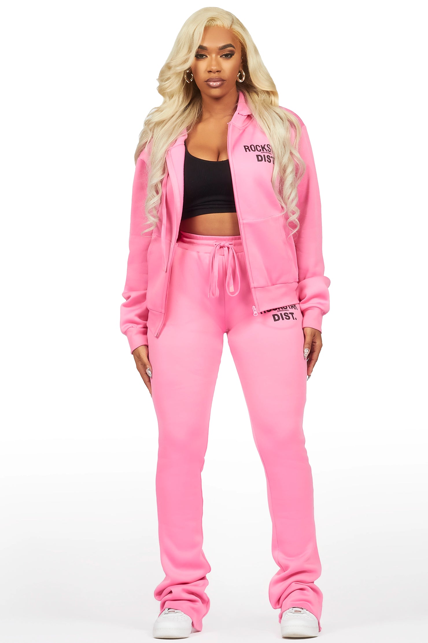 Kija Pink/Black Zip Up Super Stacked Trackset