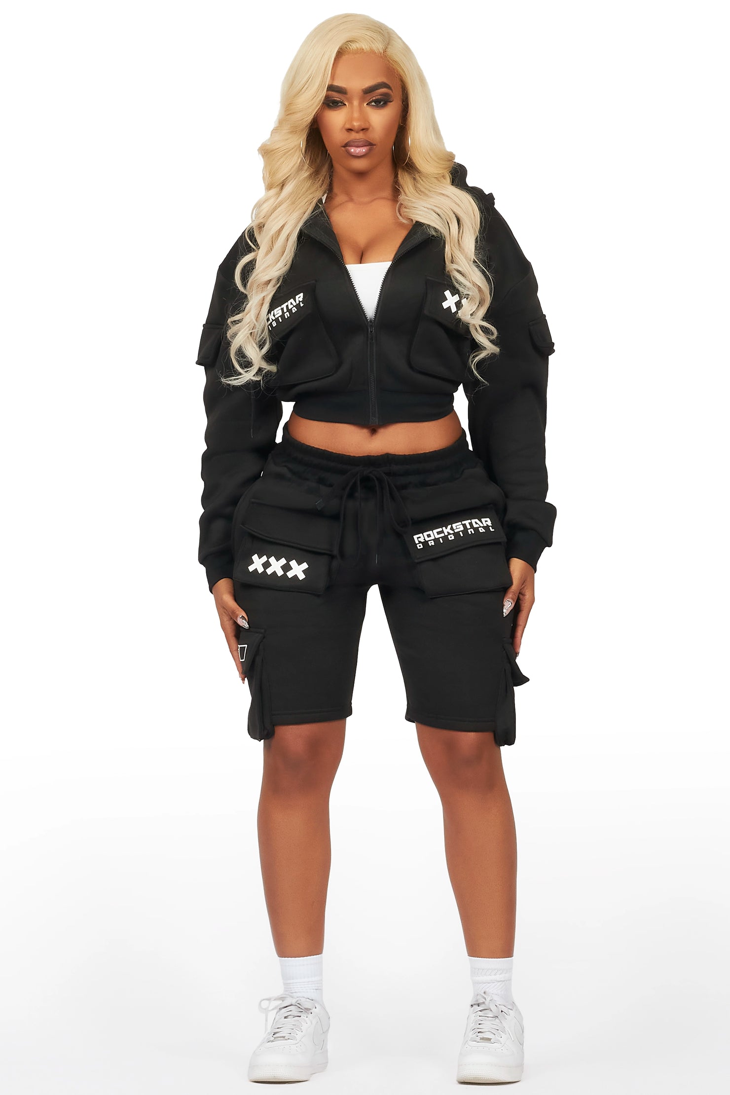 Natanya Black Cargo Short Set