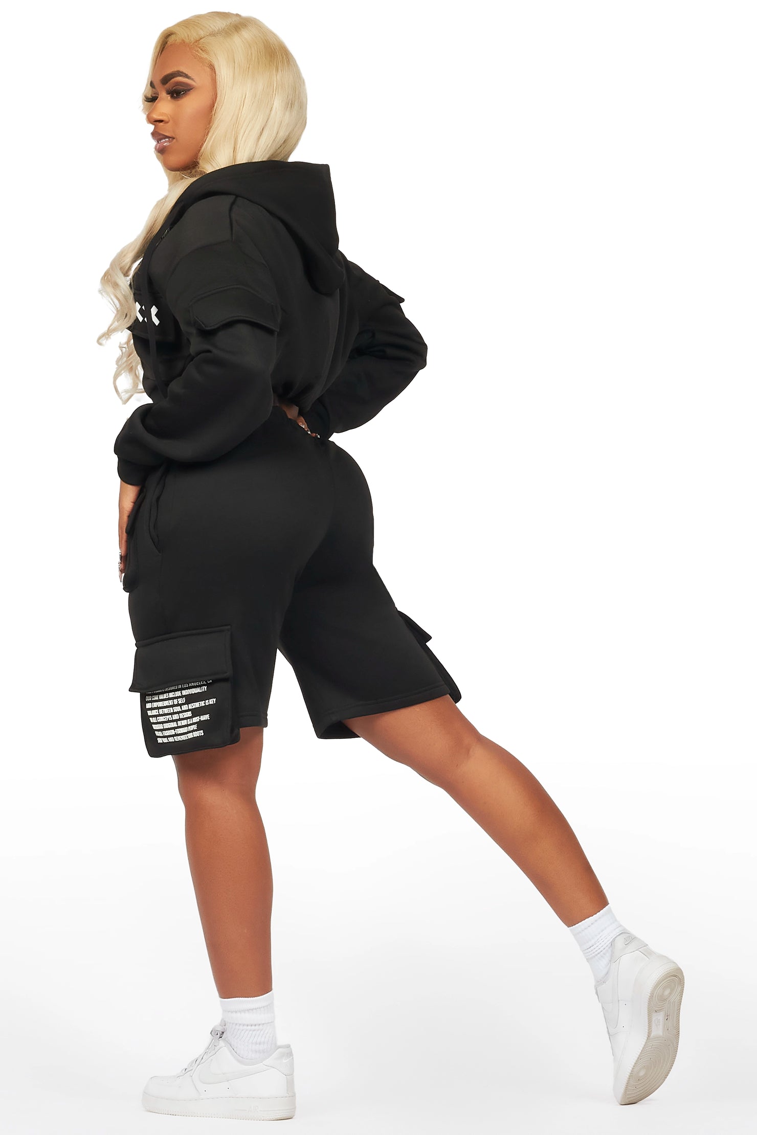 Natanya Black Cargo Short Set