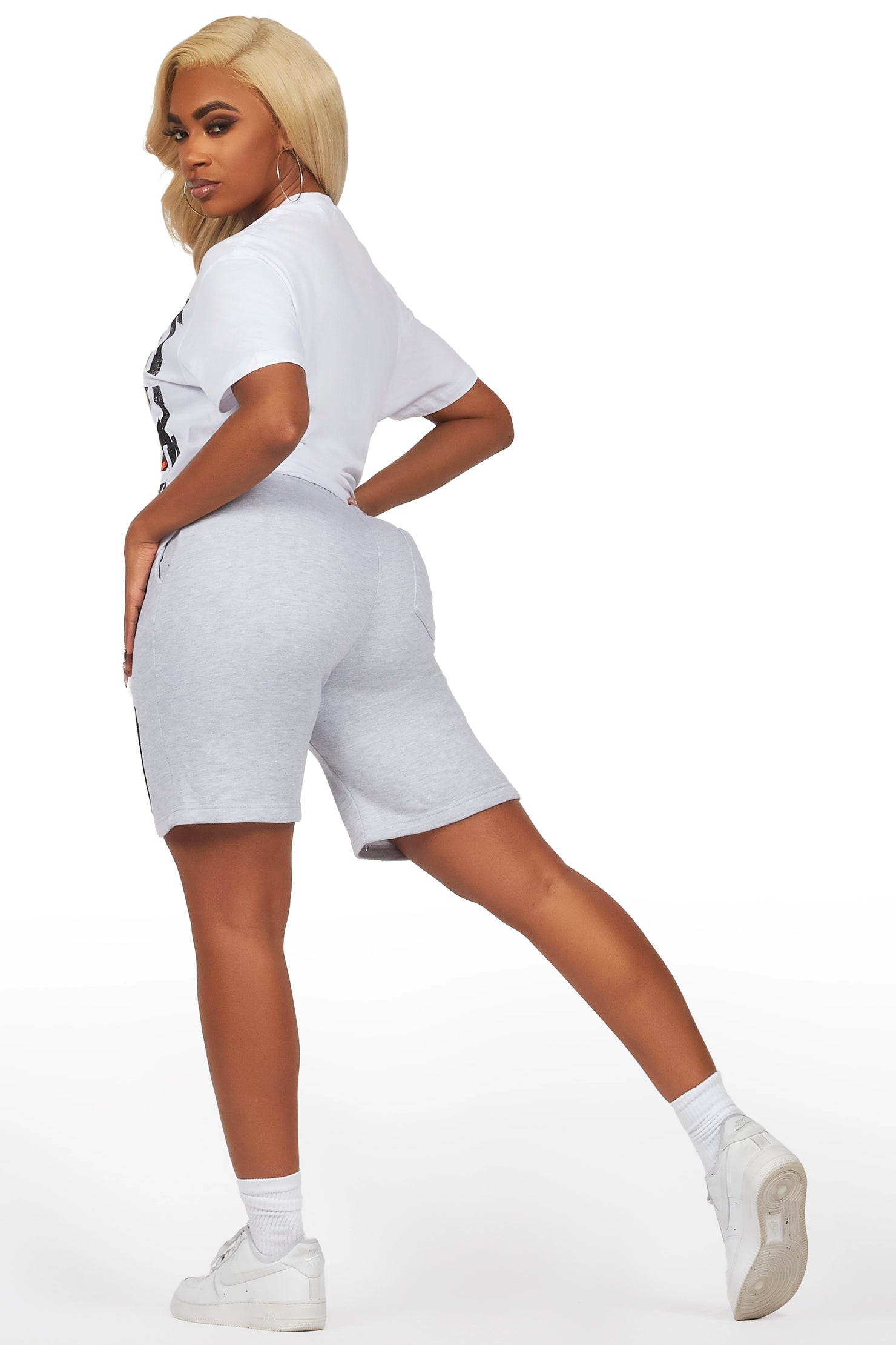 Mareona White/Grey T-Shirt Short Set