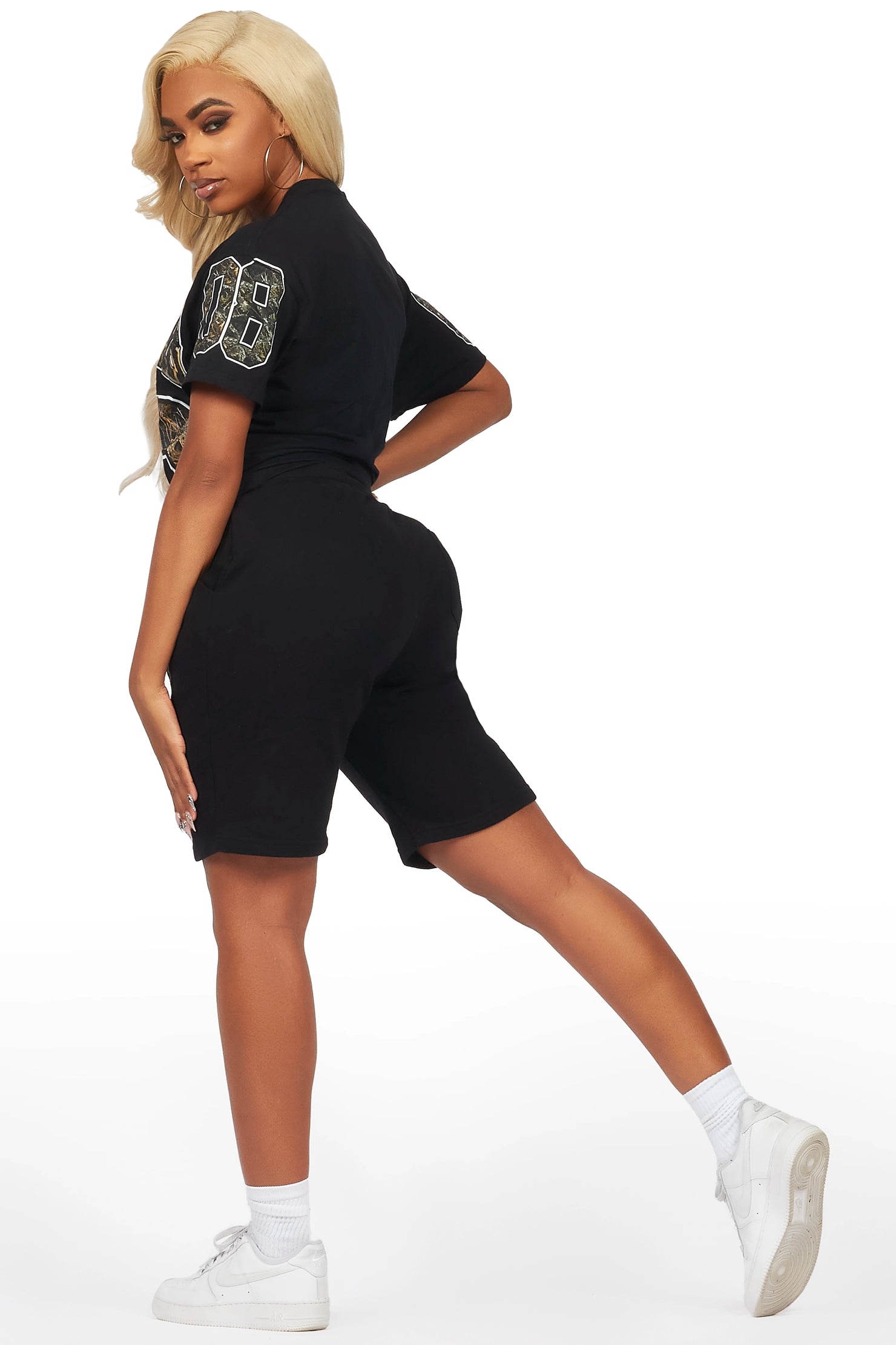 Tariqa Black T-Shirt Short Set