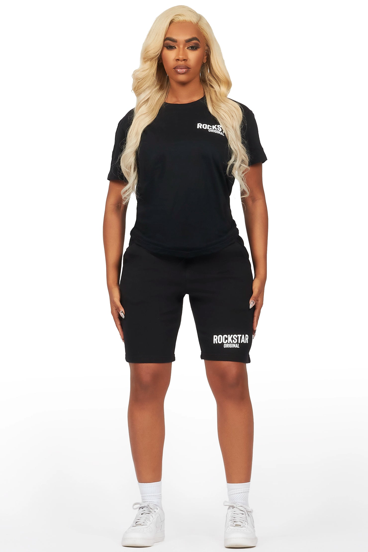 Fana Black T-Shirt Short Set