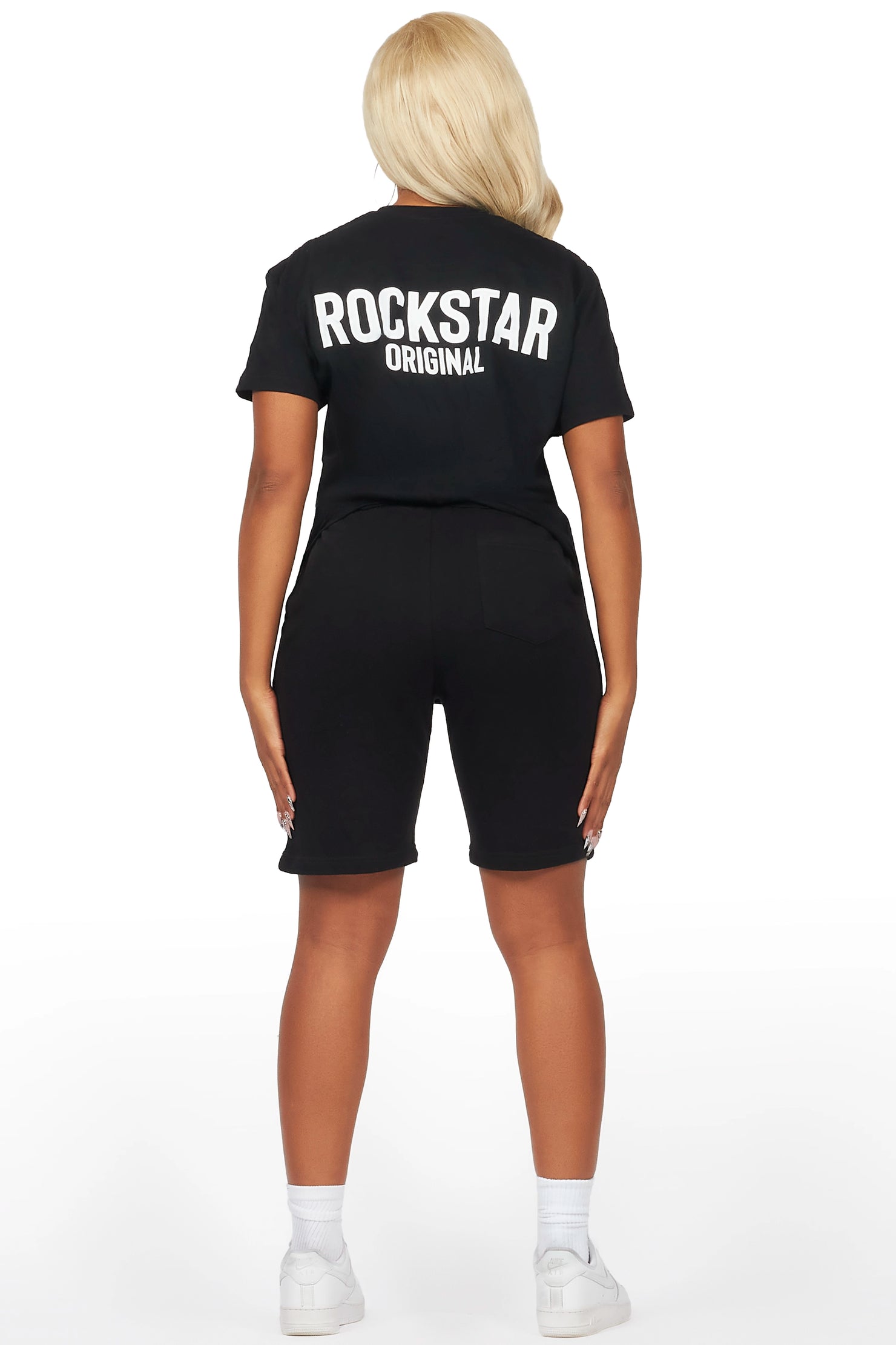 Fana Black T-Shirt Short Set