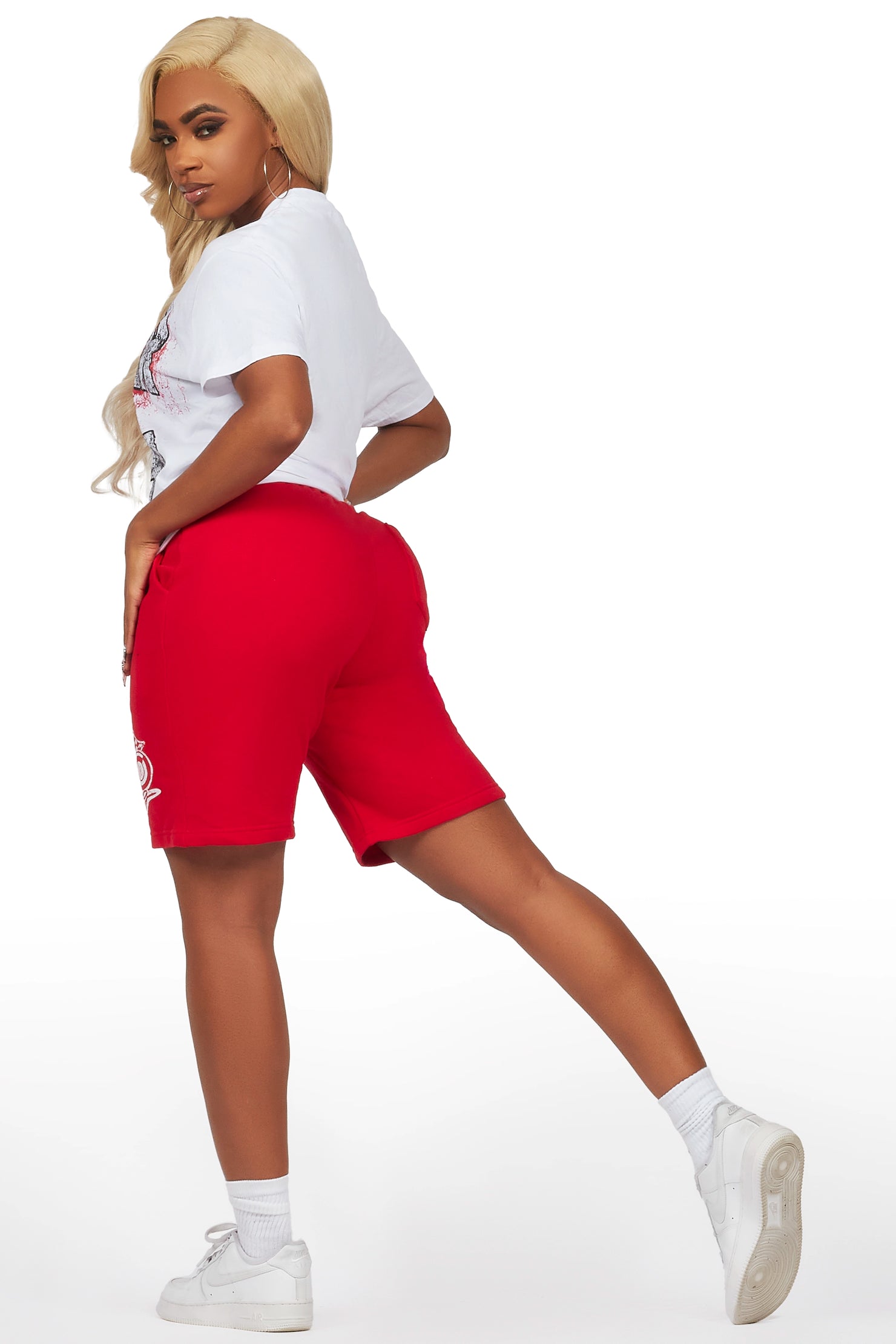 Ashlynn White/Red T-Shirt Short Set