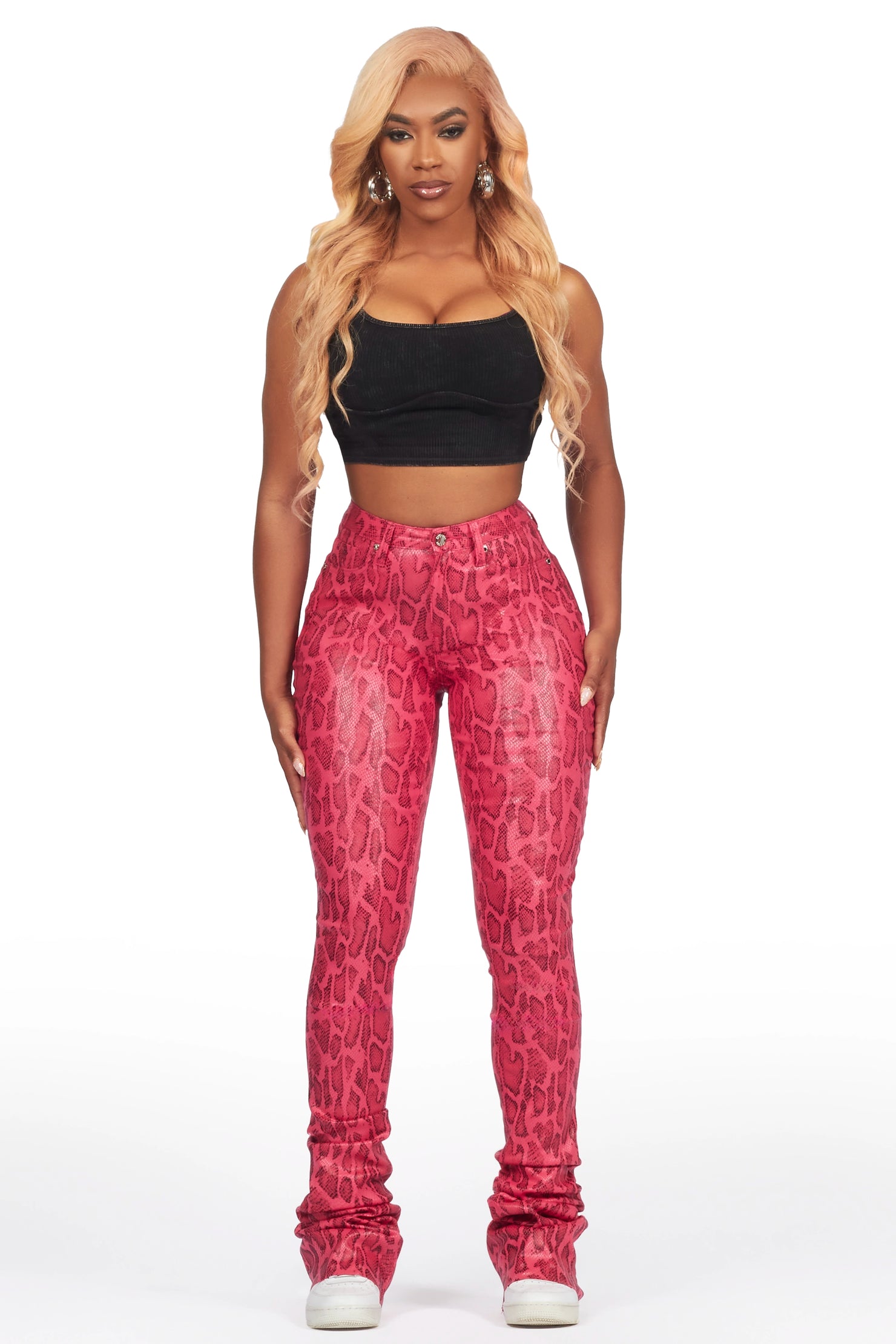 Neriah Pink Snake Super Stacked Pant
