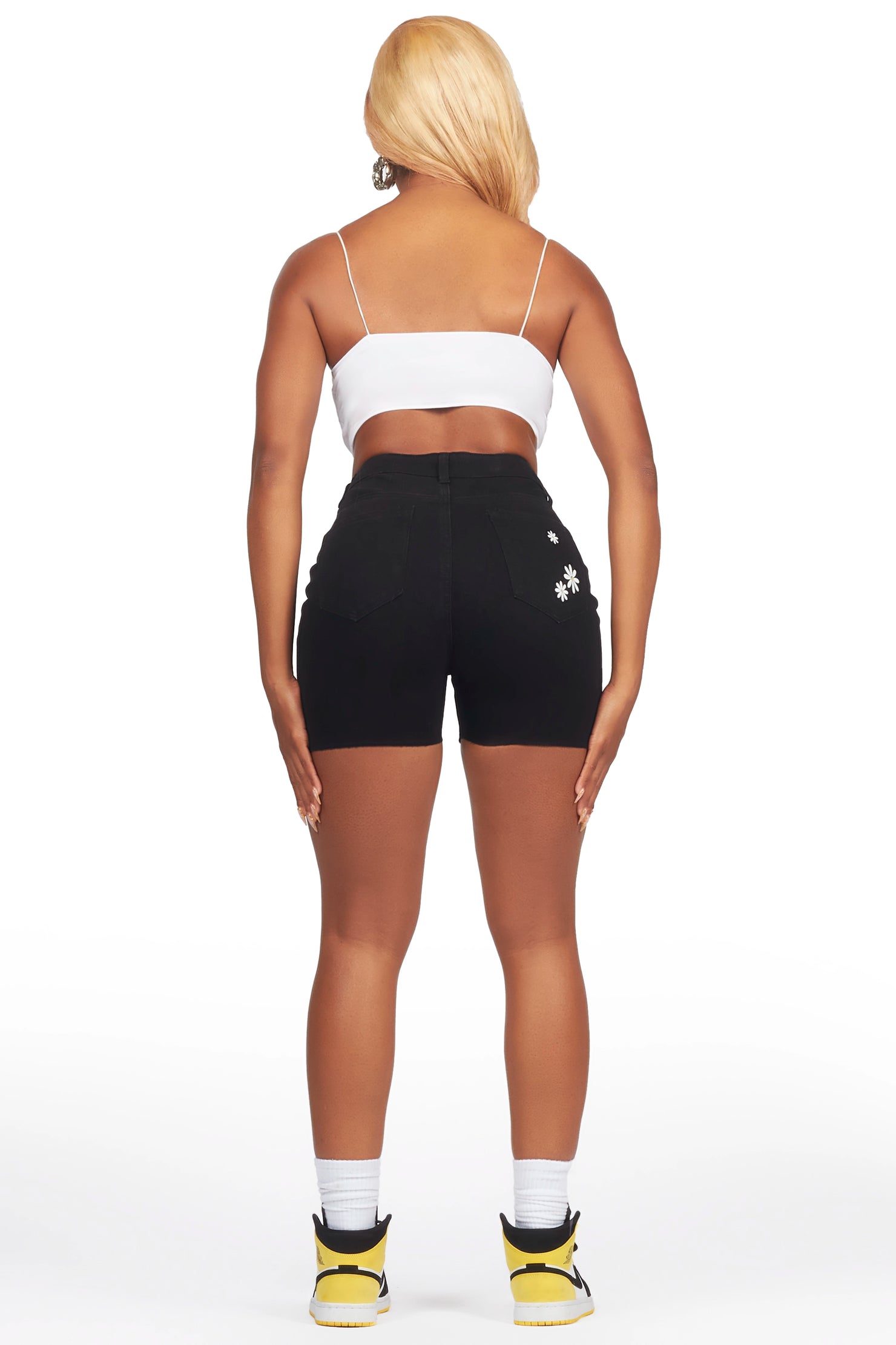 Making Me Daisy Black Denim Short