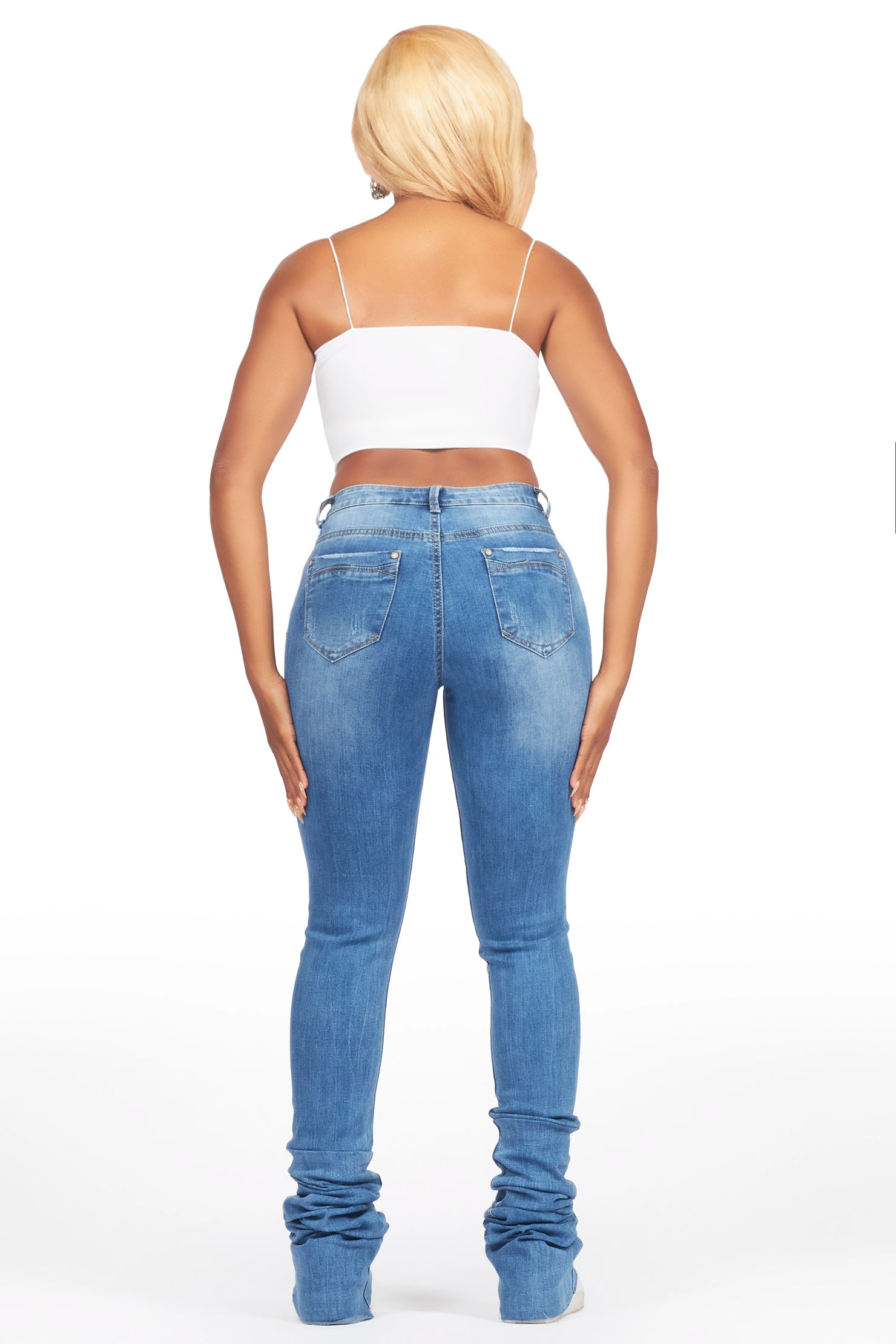 Tasheika Med. Wash Painted Super Stacked Jean