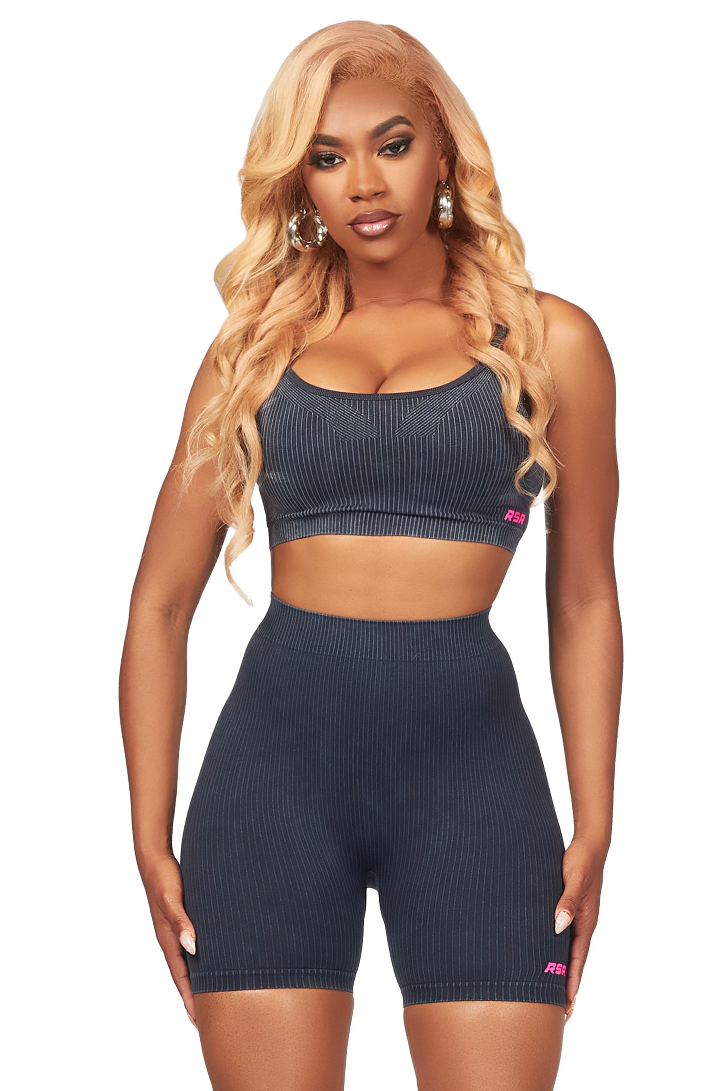 Sharifa Black Active Short Set