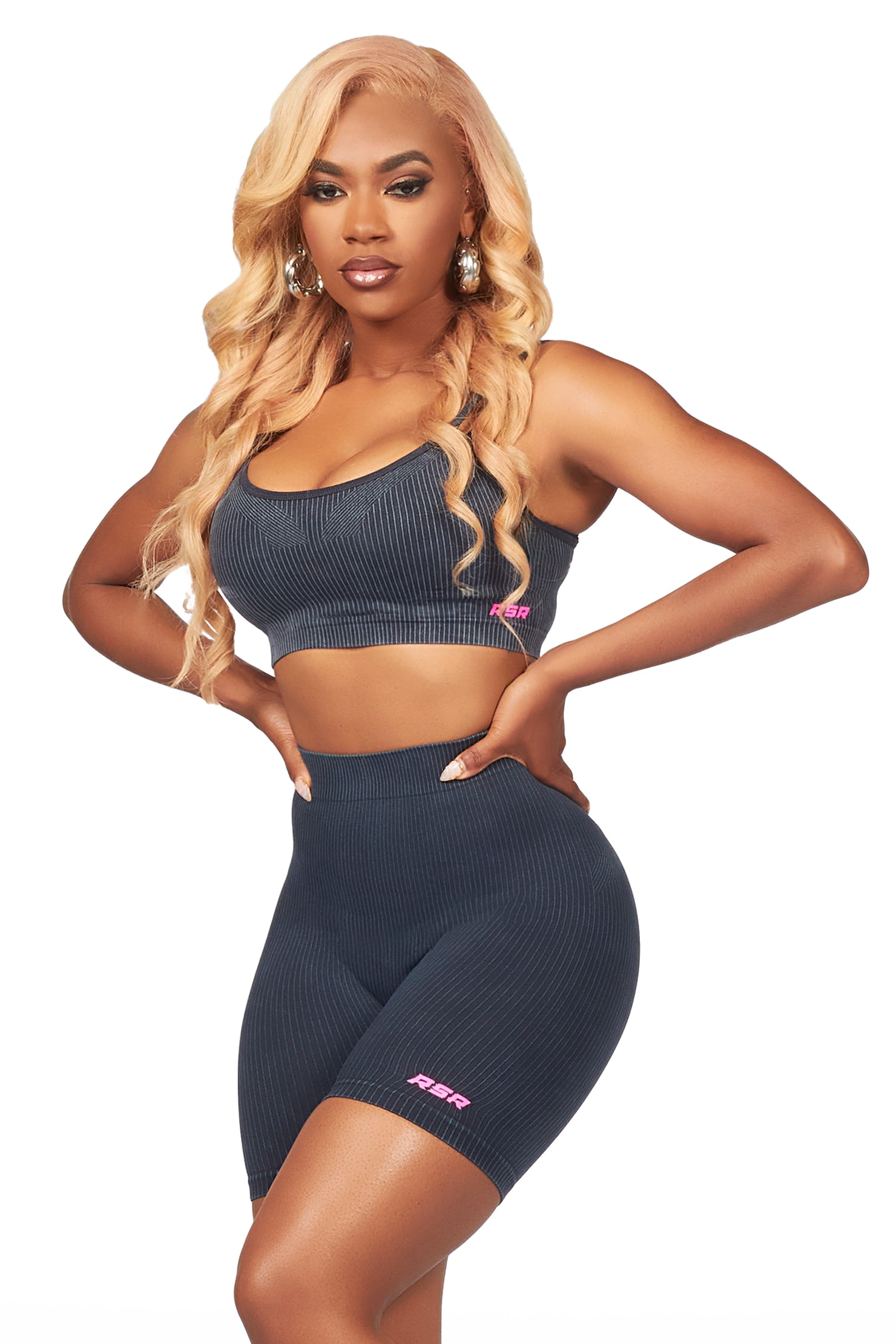 Sharifa Black Active Short Set