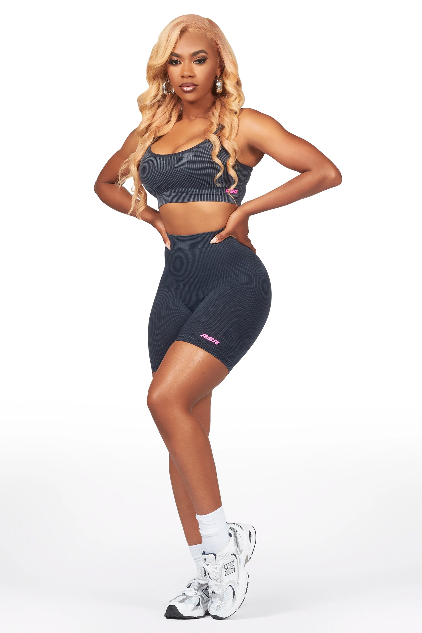 Sharifa Black Active Short Set