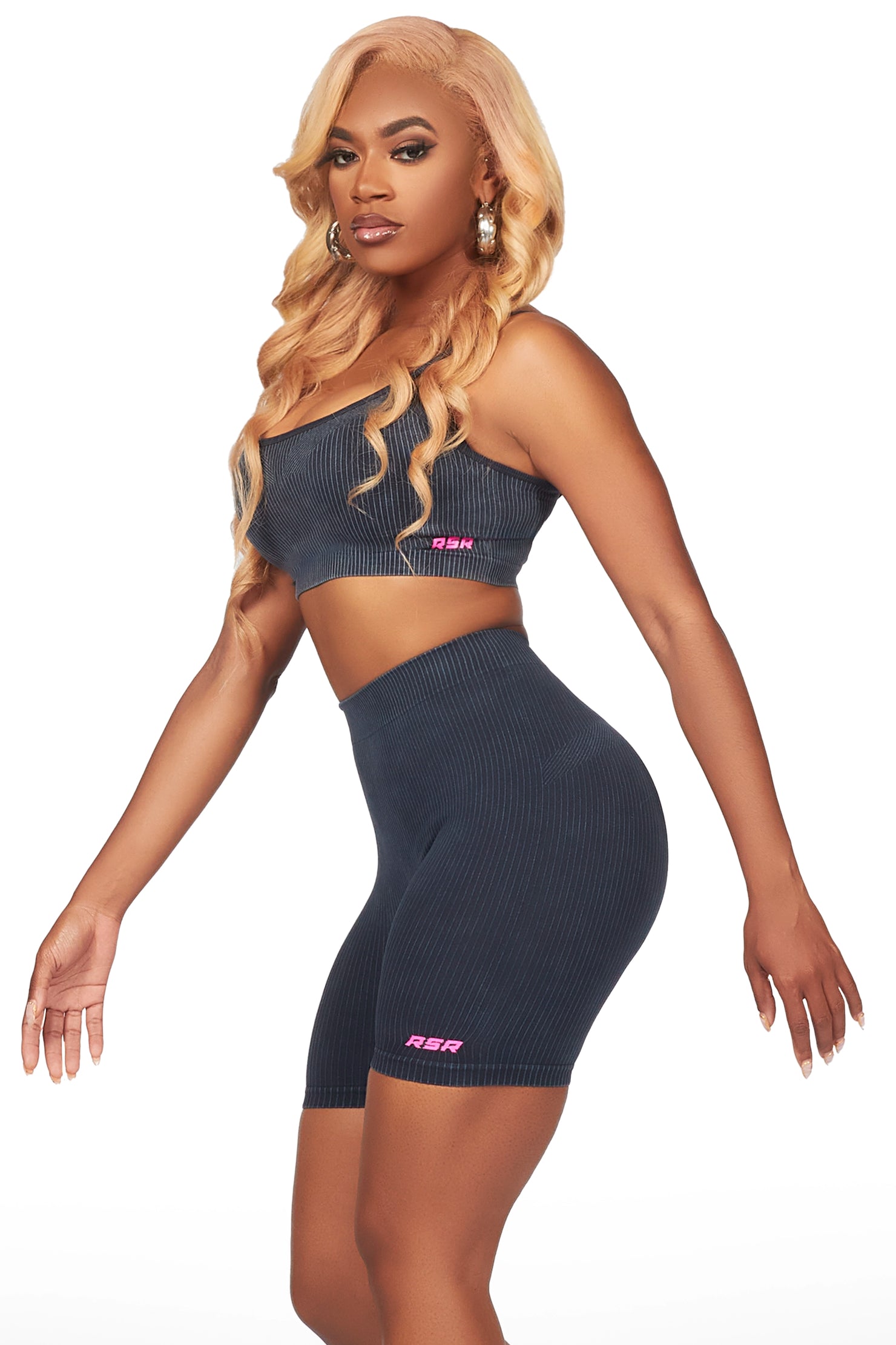 Sharifa Black Active Short Set