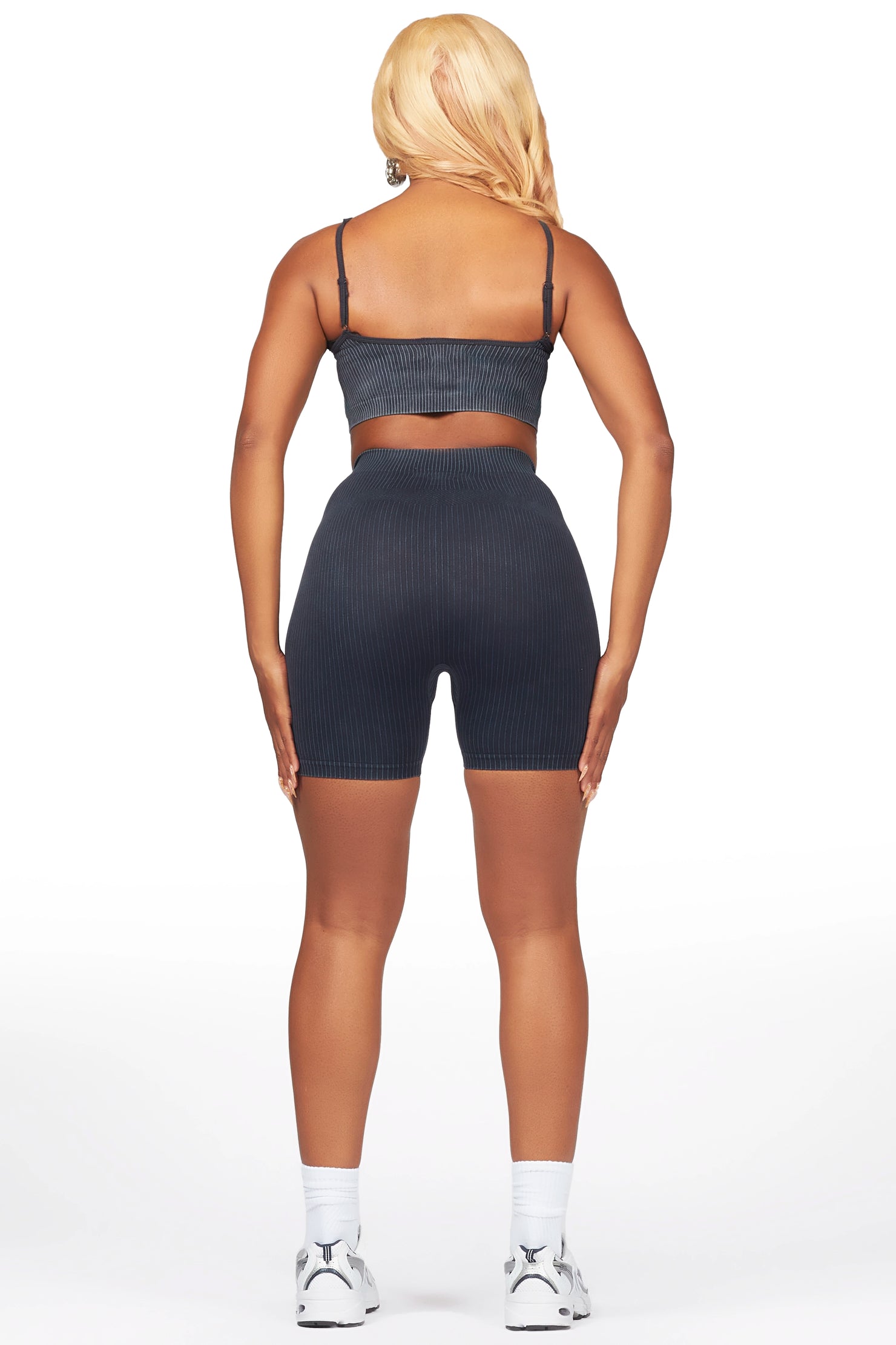 Sharifa Black Active Short Set
