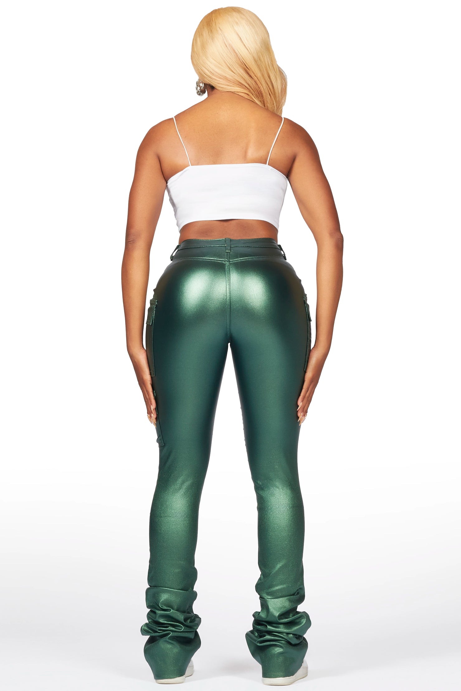 Vixen Metallic Green Cargo Super Stacked Pant