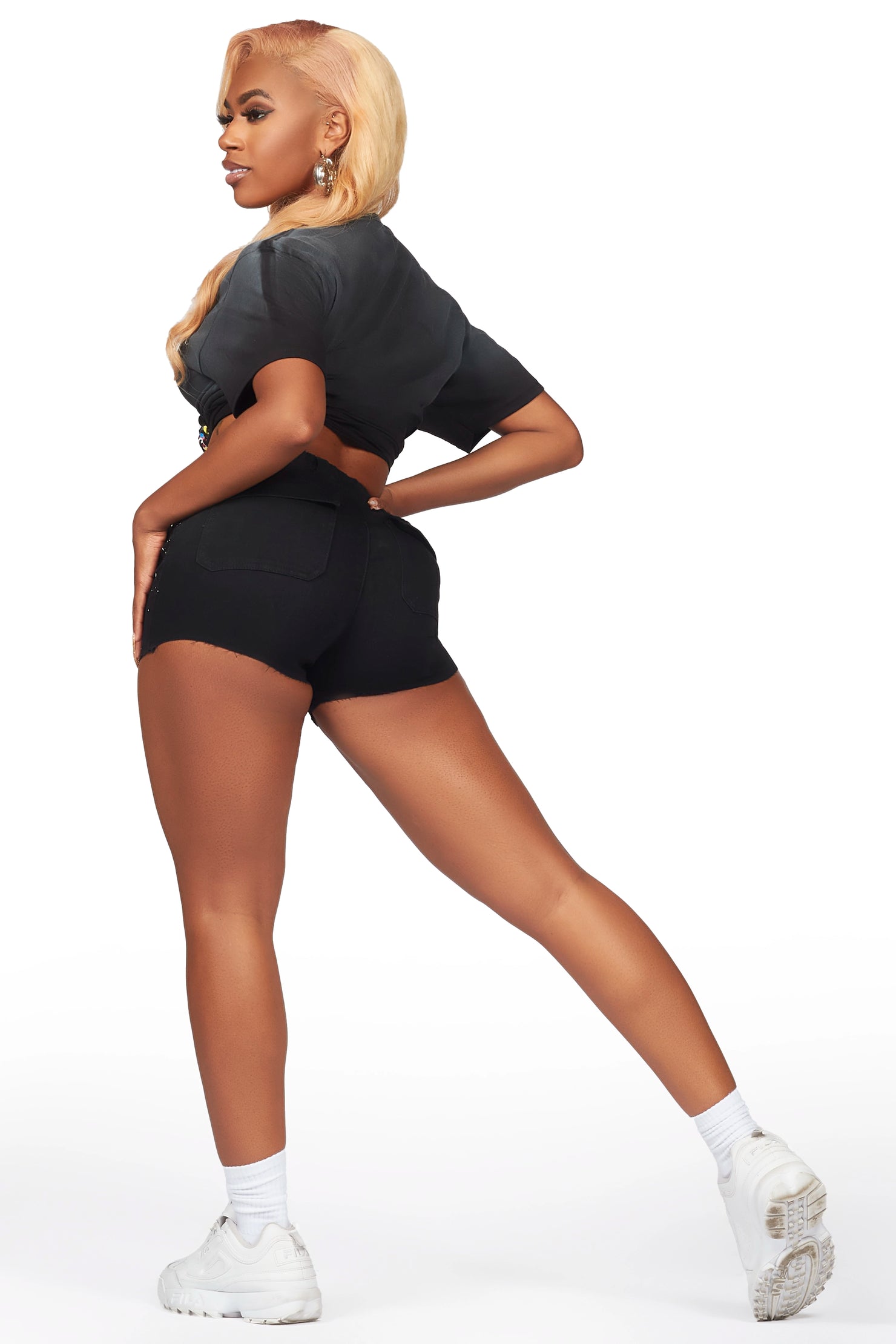 Lexy Black Denim Short Set