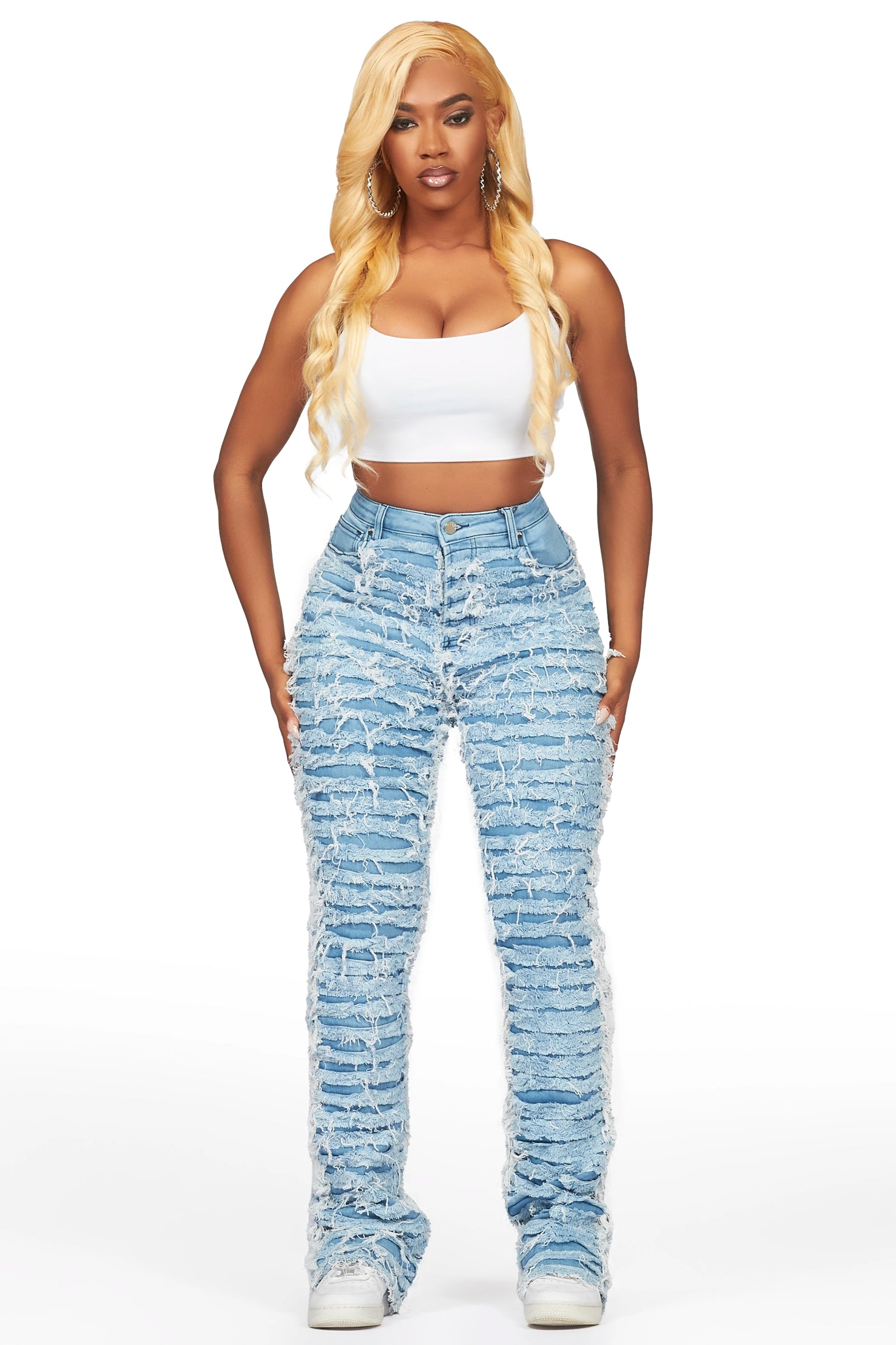 Melany Light Wash Stacked Flared Jean