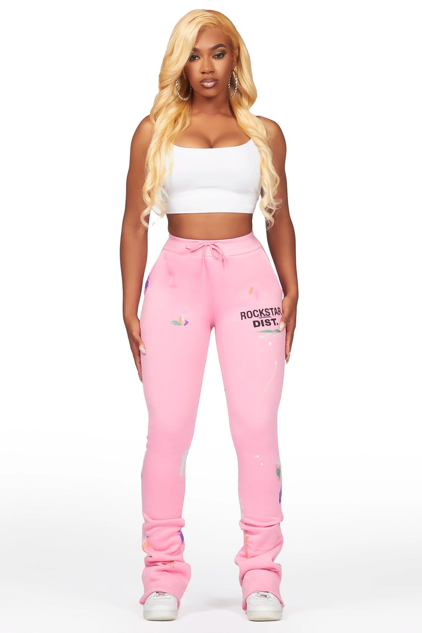 Shanae Pink Super Stacked Track Pant