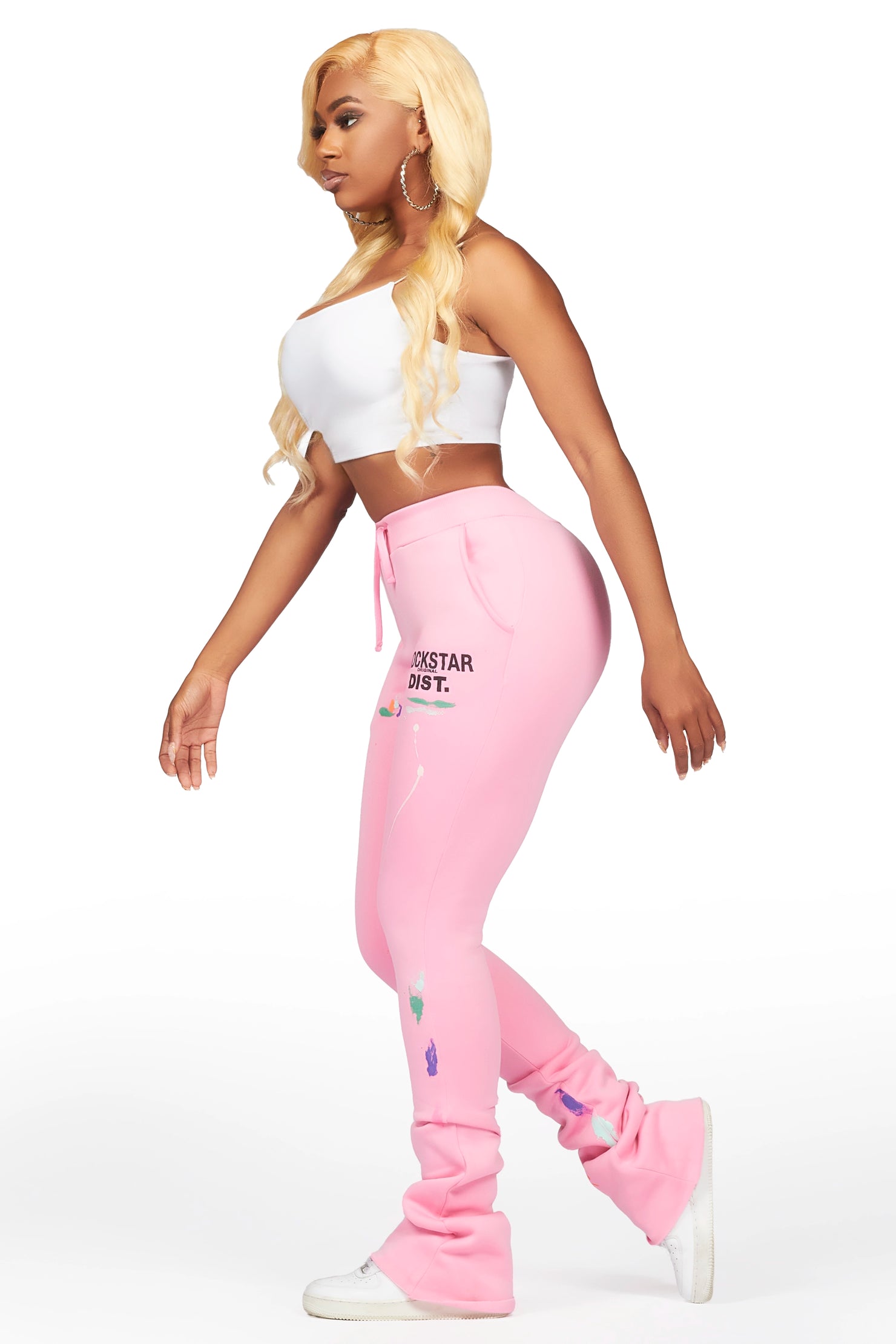 Shanae Pink Super Stacked Track Pant