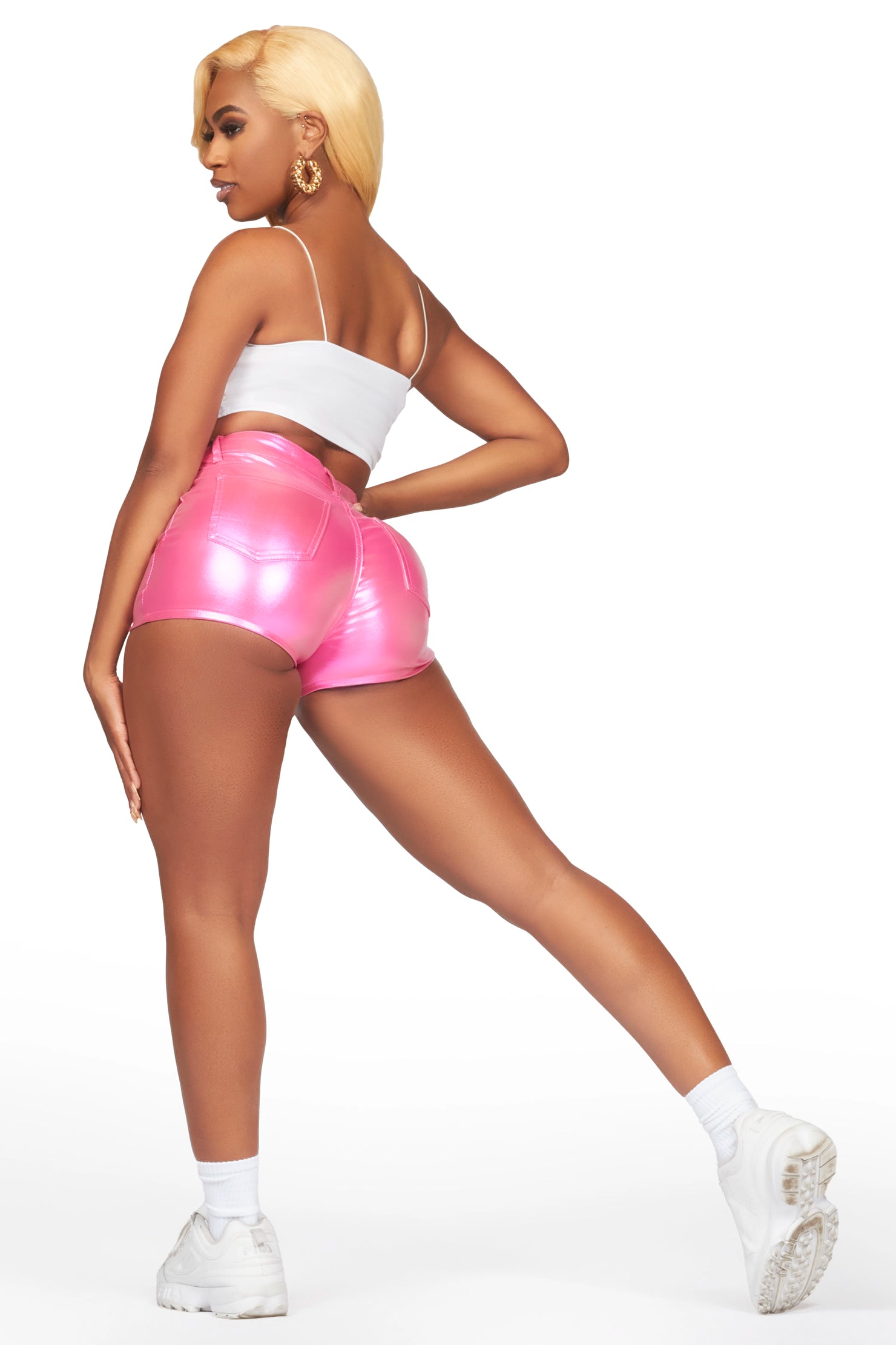 Marnita Reflective Pink PU Short