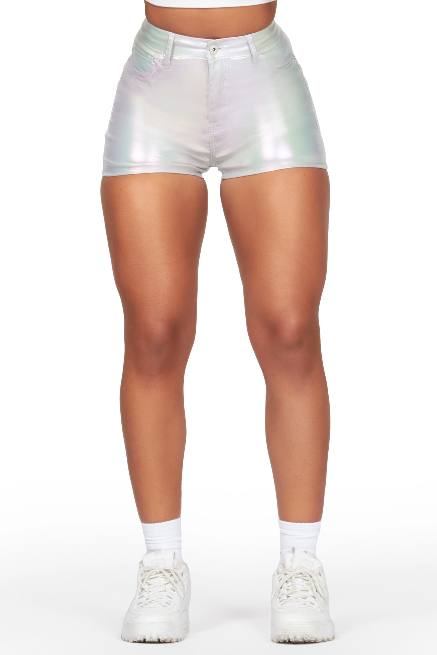 Marnita Reflective Silver PU Short