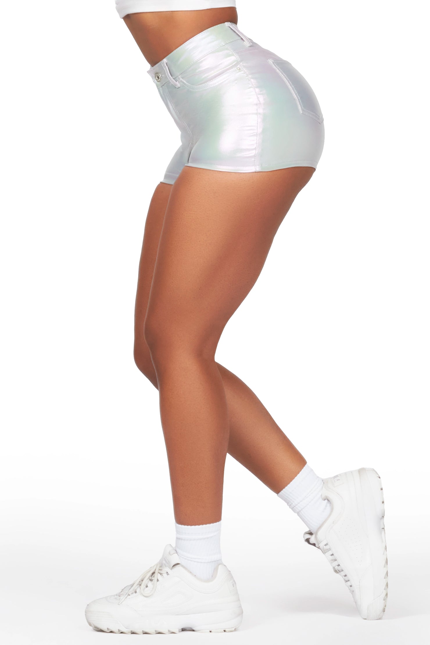 Marnita Reflective Silver PU Short