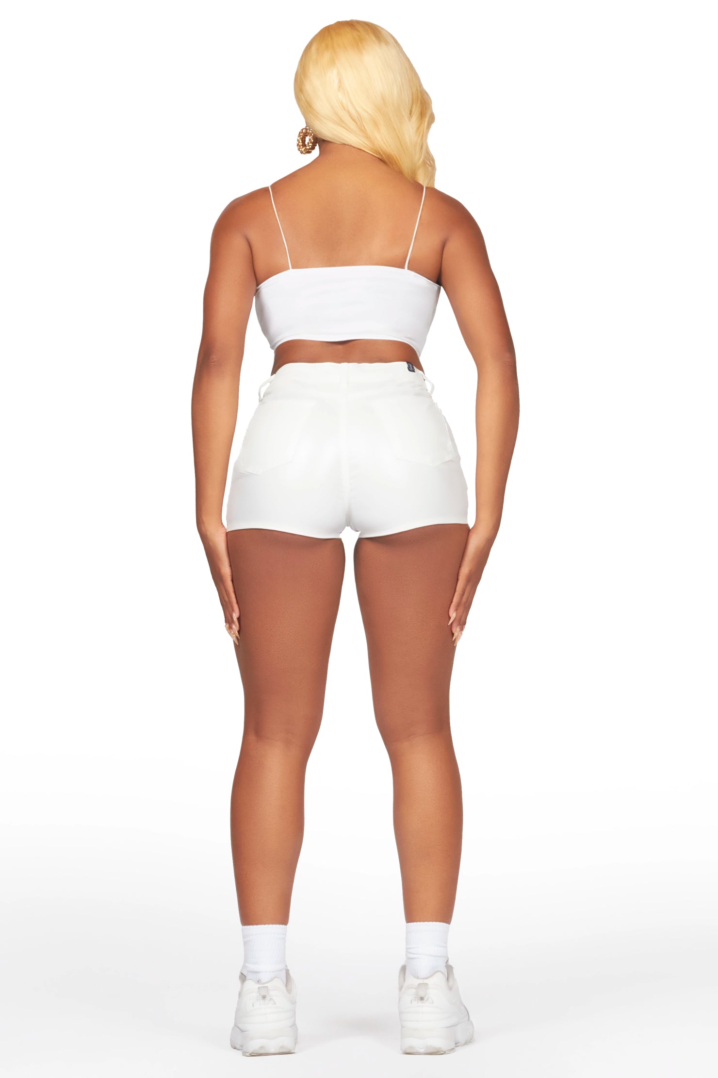 Marnita Reflective White PU Short