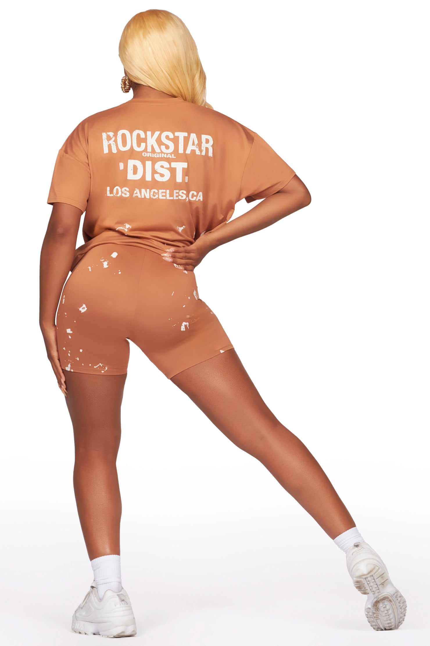 Living For It Tan Bike Short Set