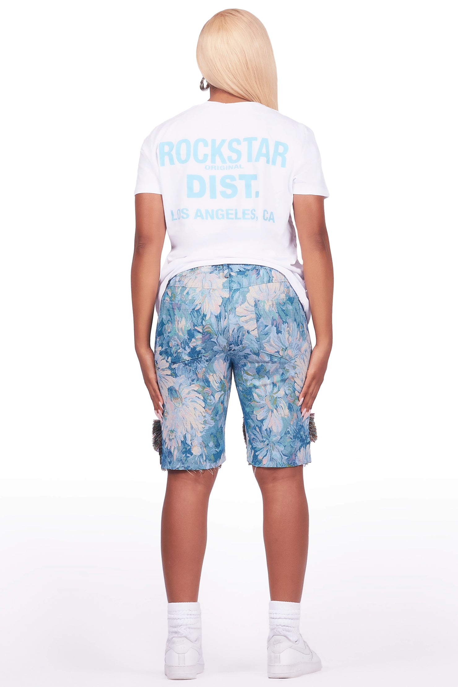 Takecia White/Blue T-Shirt Short Set