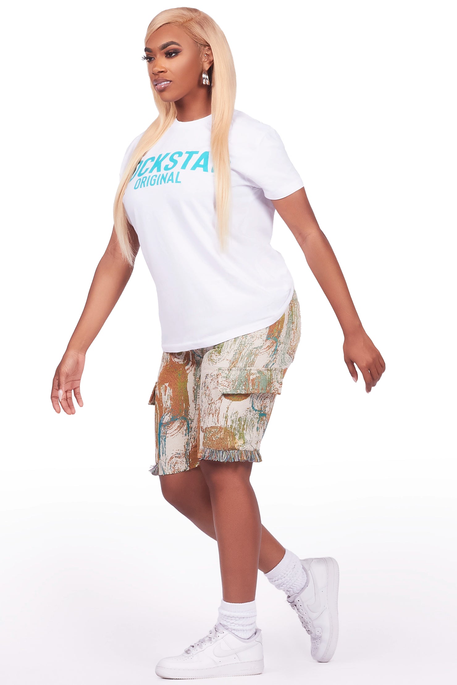 Ameera White/Beige T-Shirt Short Set