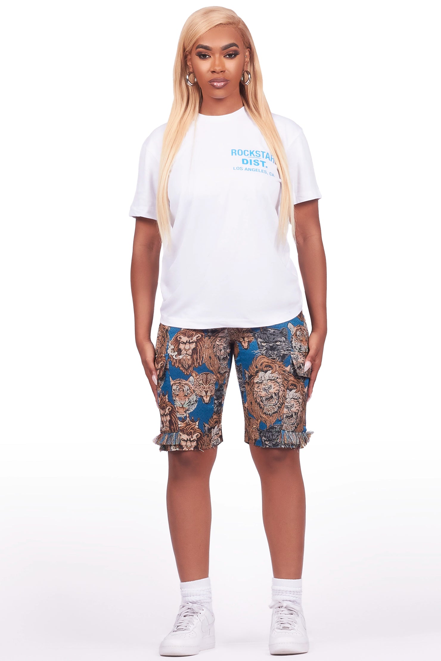 Khadiyah White/Blue T-Shirt Short Set