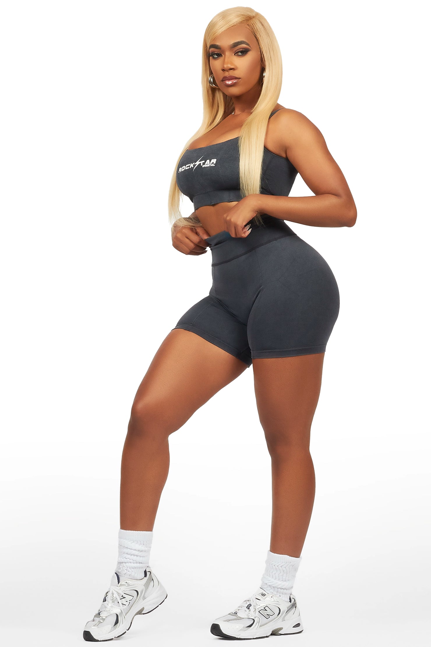 Katteria Washed Black Bike Short Set