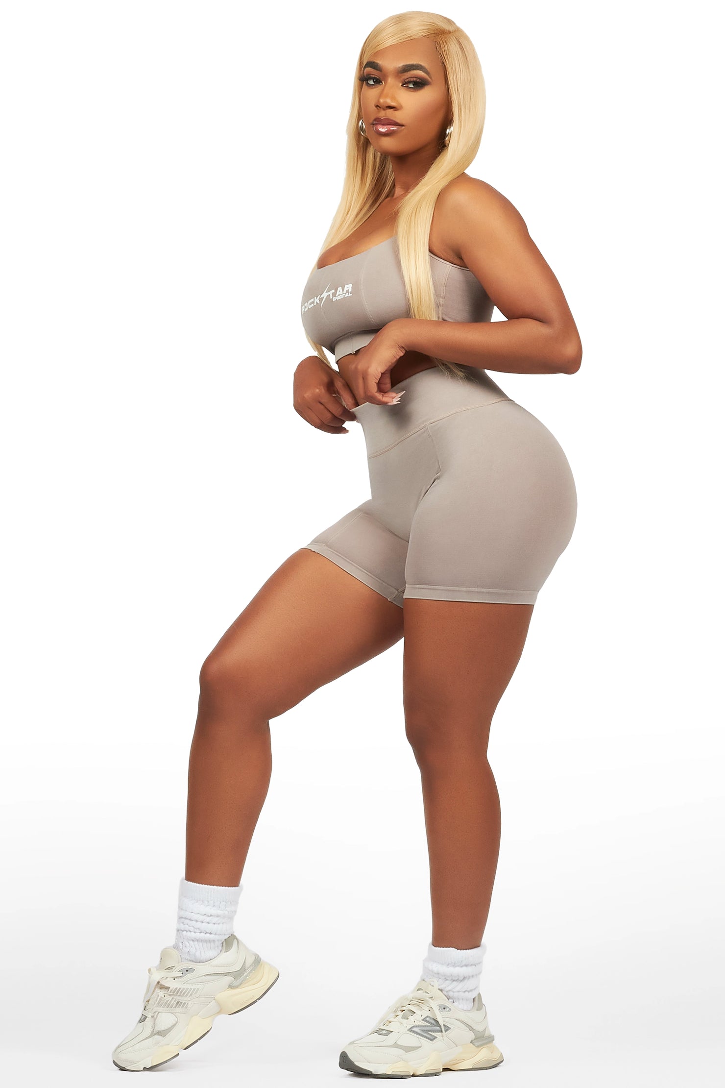 Katteria Washed Grey Bike Short Set