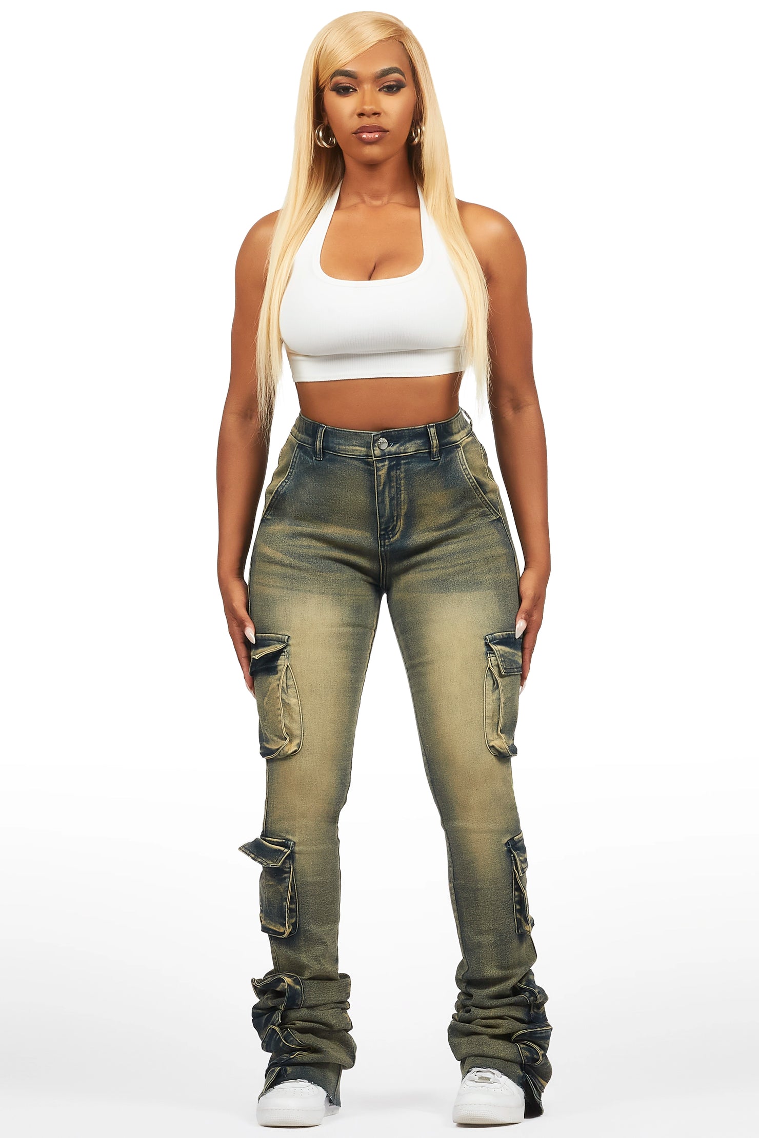 Phoebe Tinted Dark Wash Super Stacked Jean