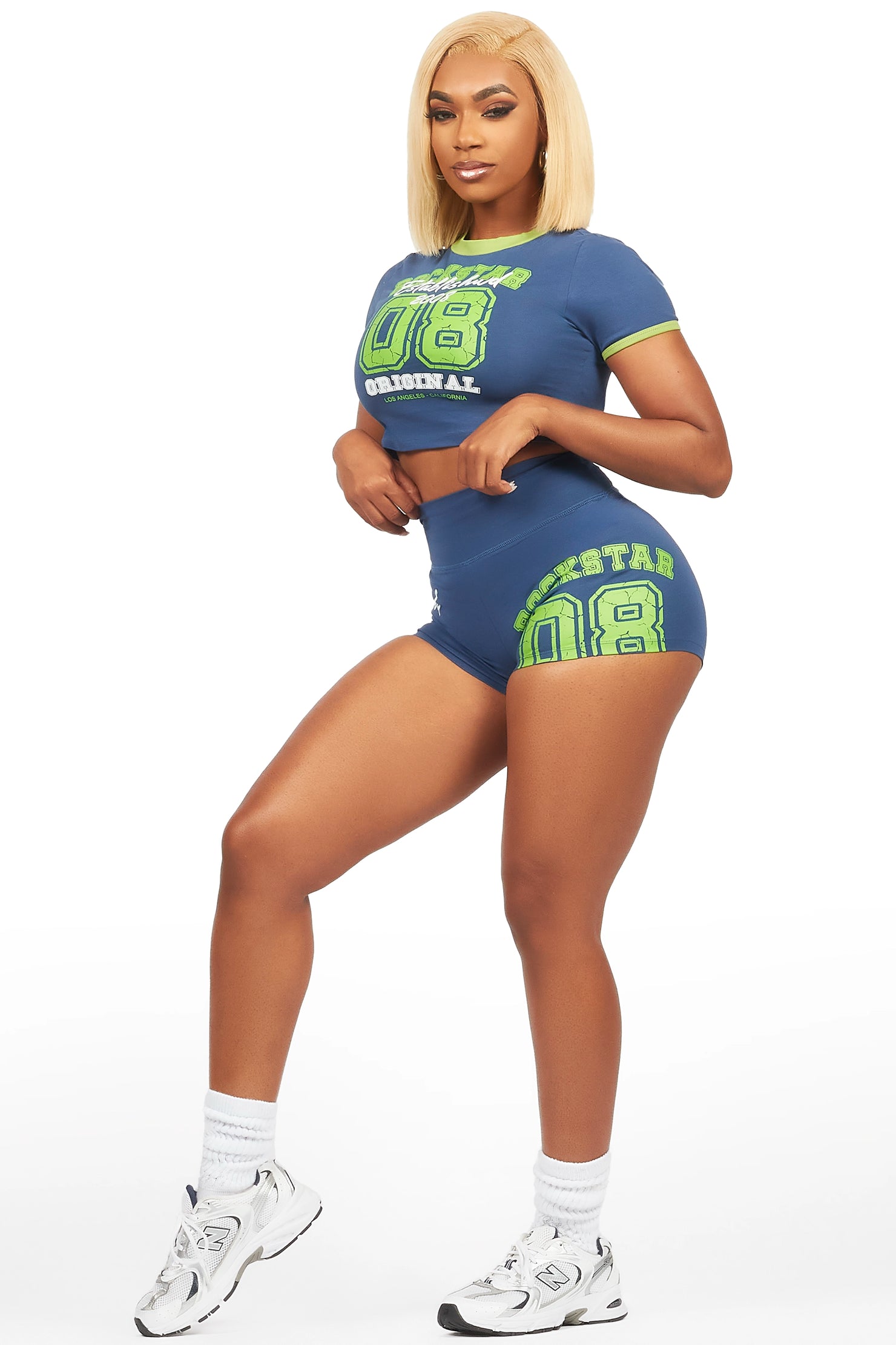 Novena Navy Crop Bike Short Set