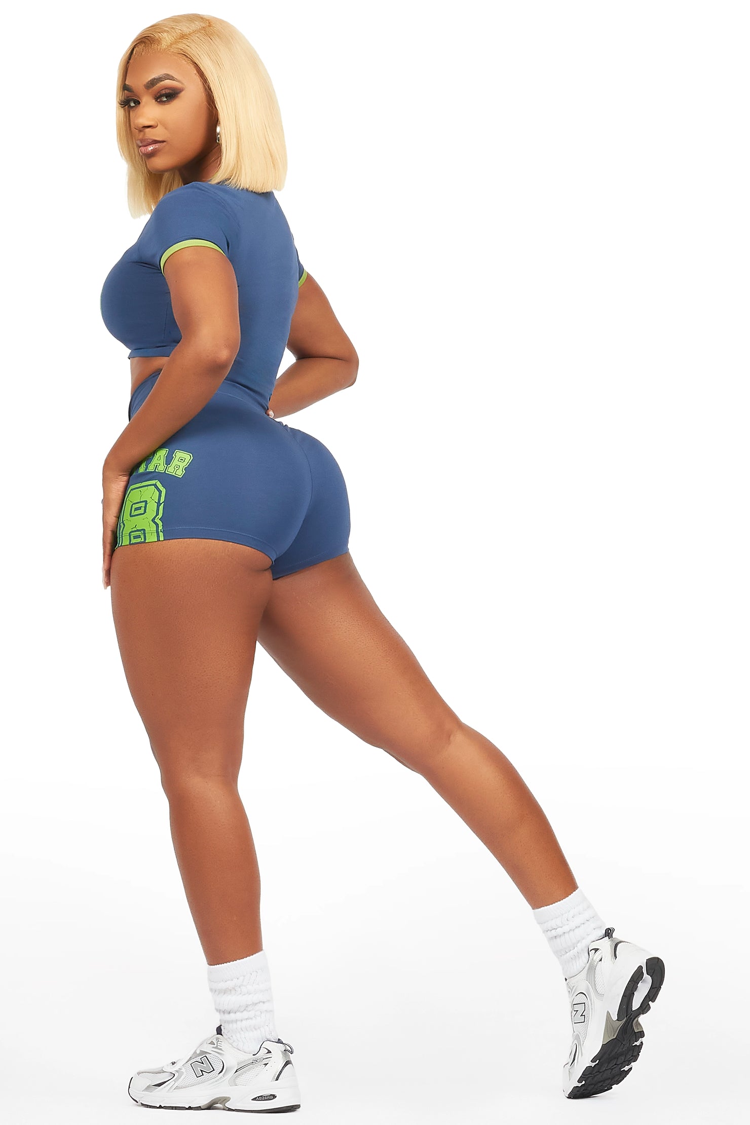 Novena Navy Crop Bike Short Set