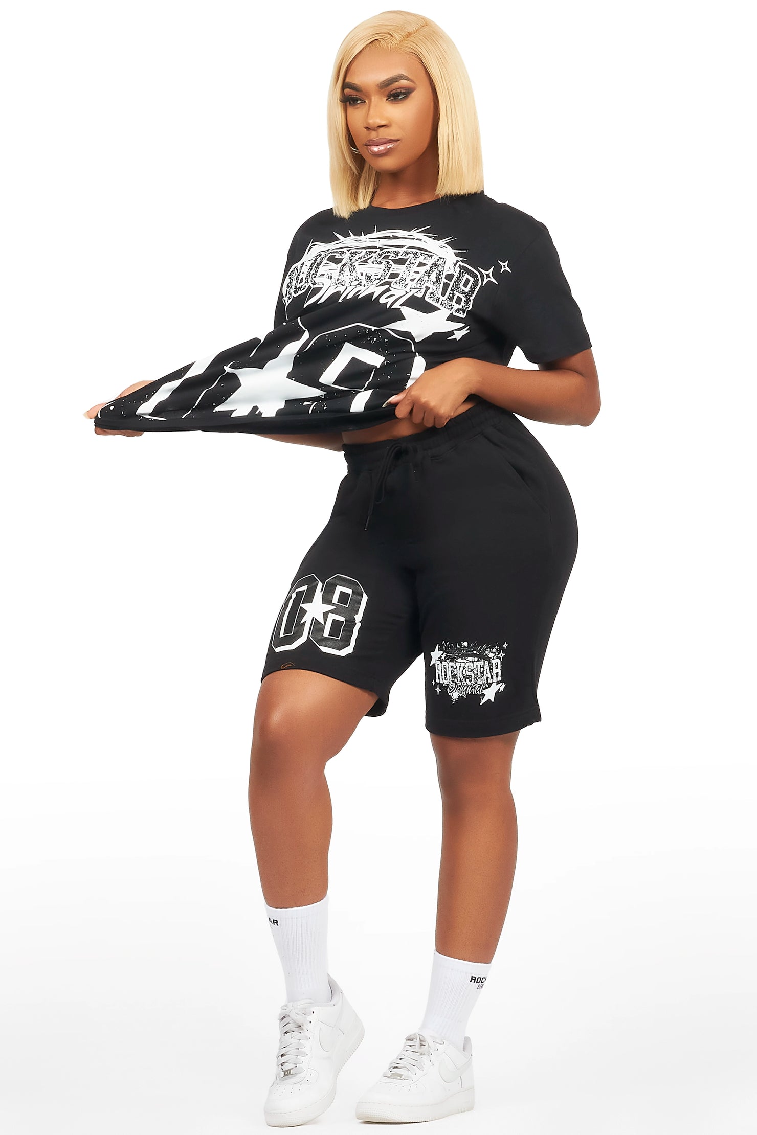 Keah Black T-Shirt Short Set