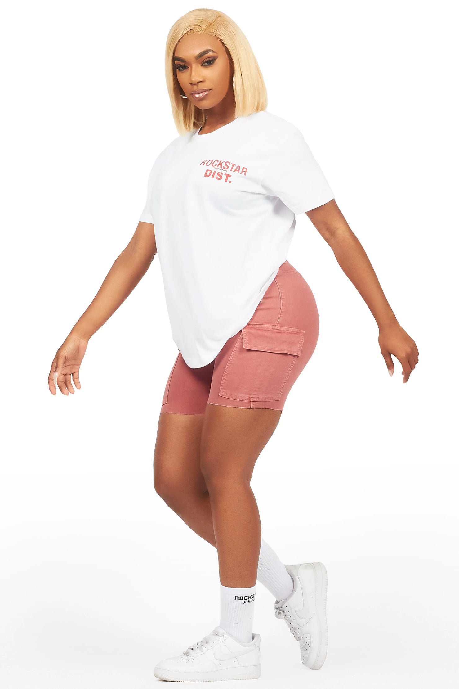 Jakeyia White/Rose Denim Short Set