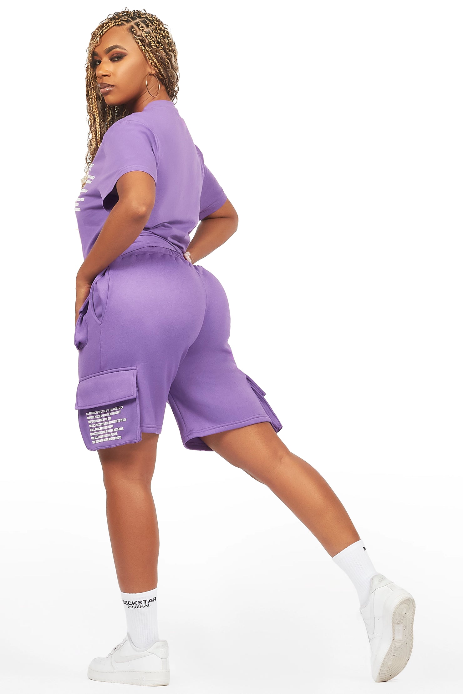 Neusa Purple T-Shirt Cargo Short Set