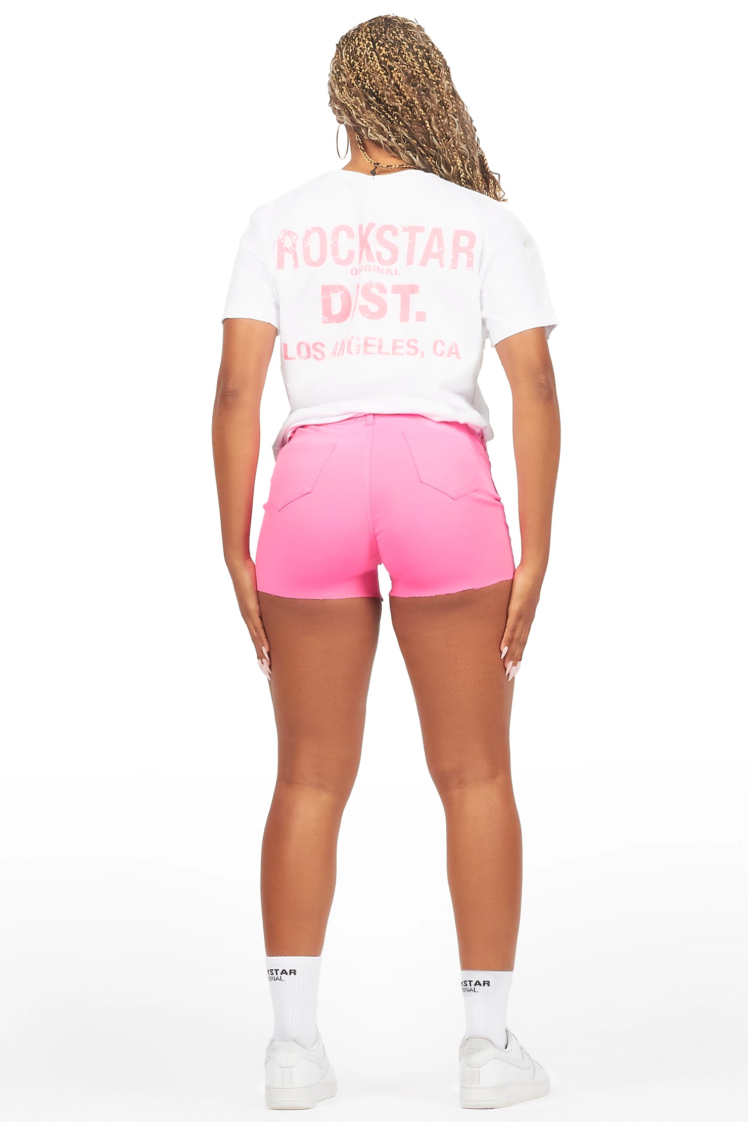 Jakeria White/Pink Denim Short Set