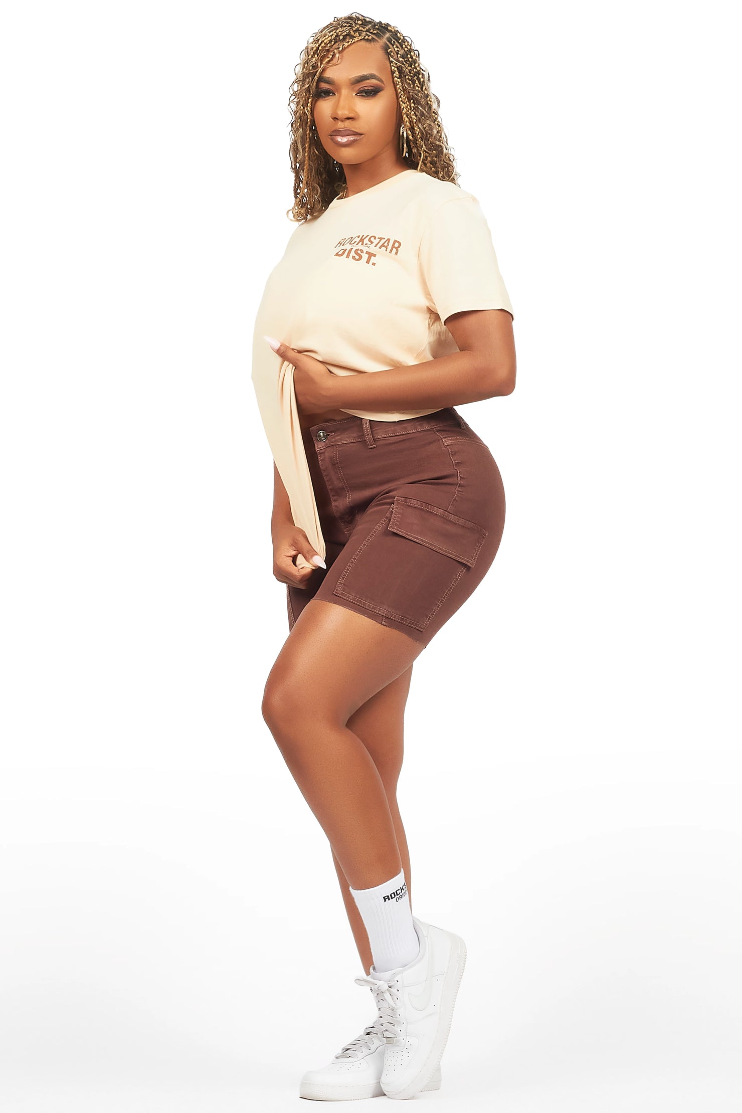 Jakeyia Beige/Brown Denim Short Set