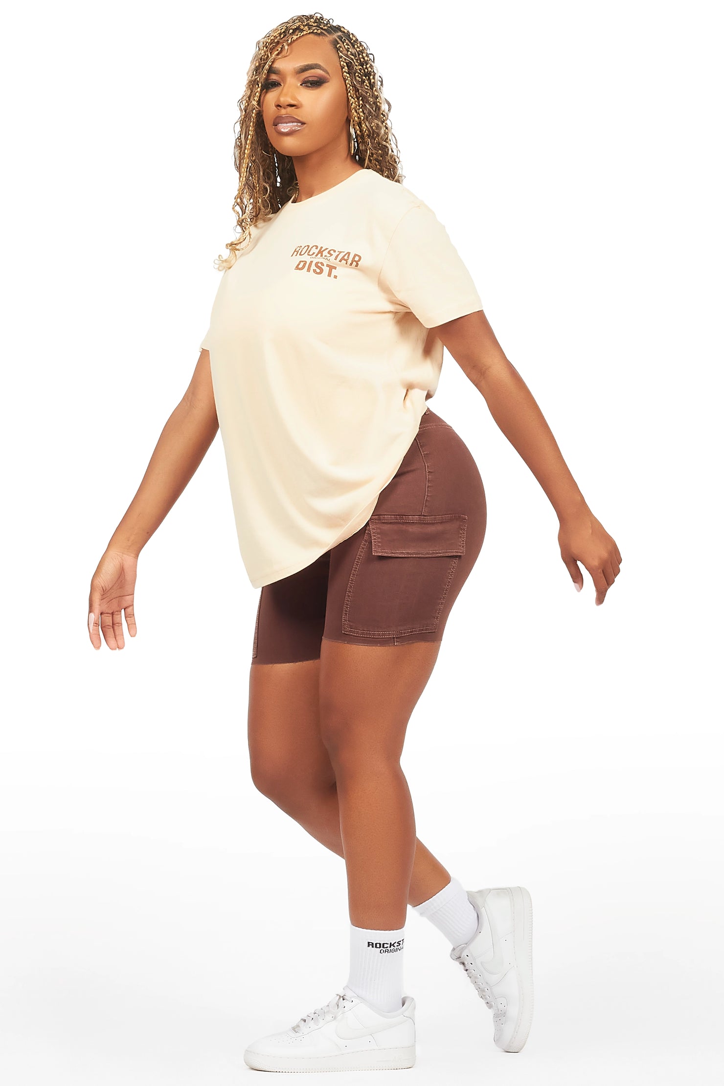 Jakeyia Beige/Brown Denim Short Set