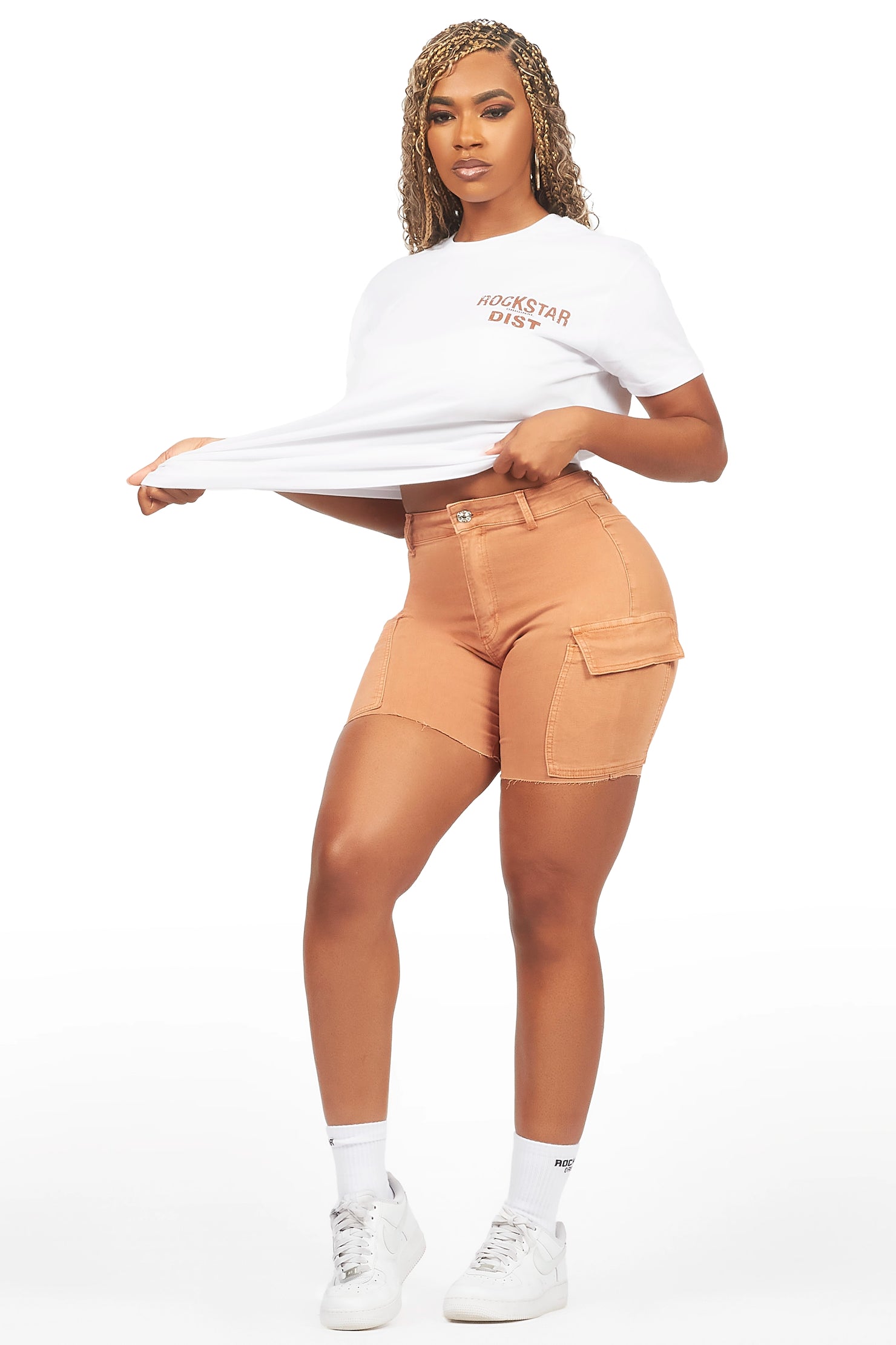 Jakeyia White/Beige Denim Short Set