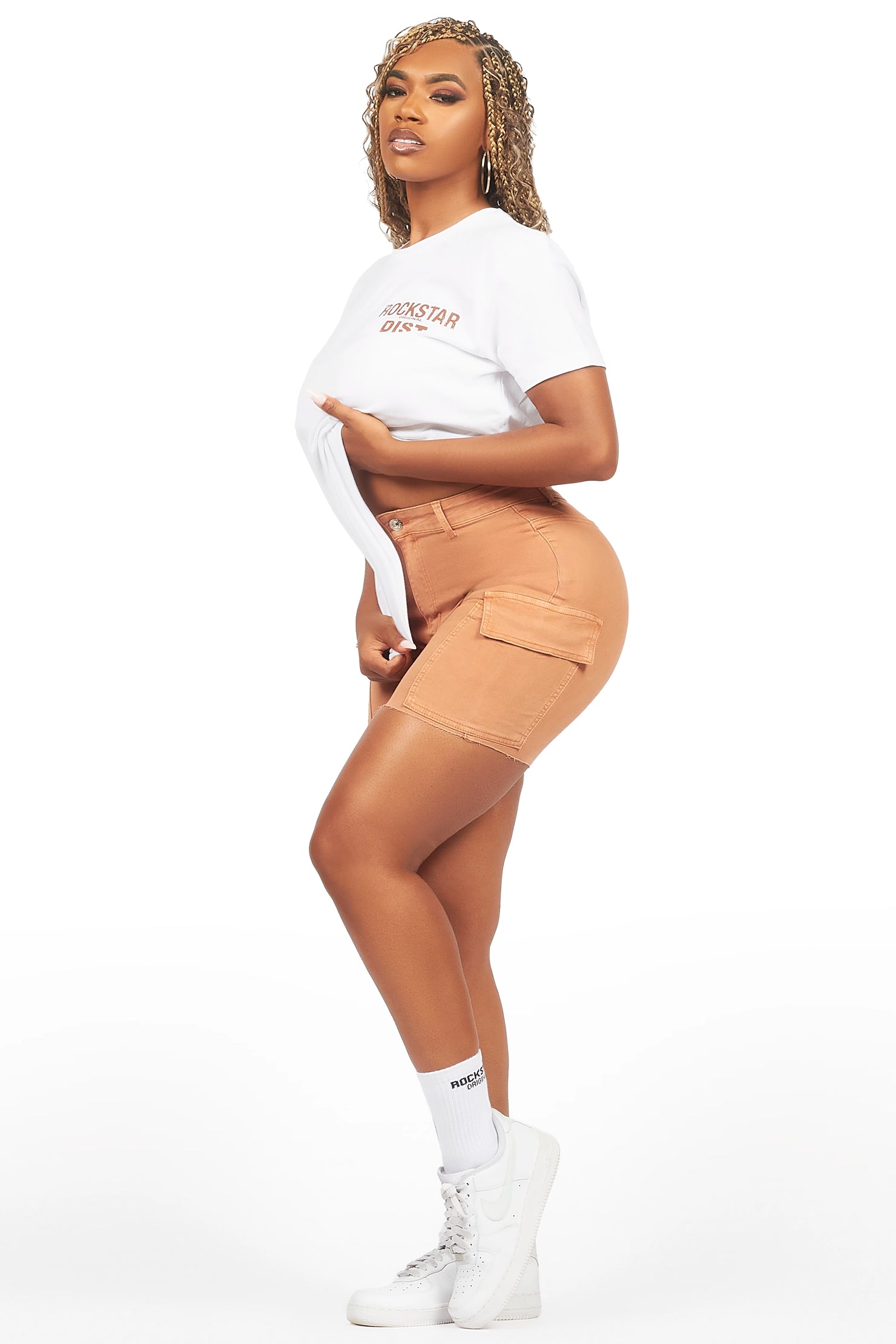 Jakeyia White/Beige Denim Short Set